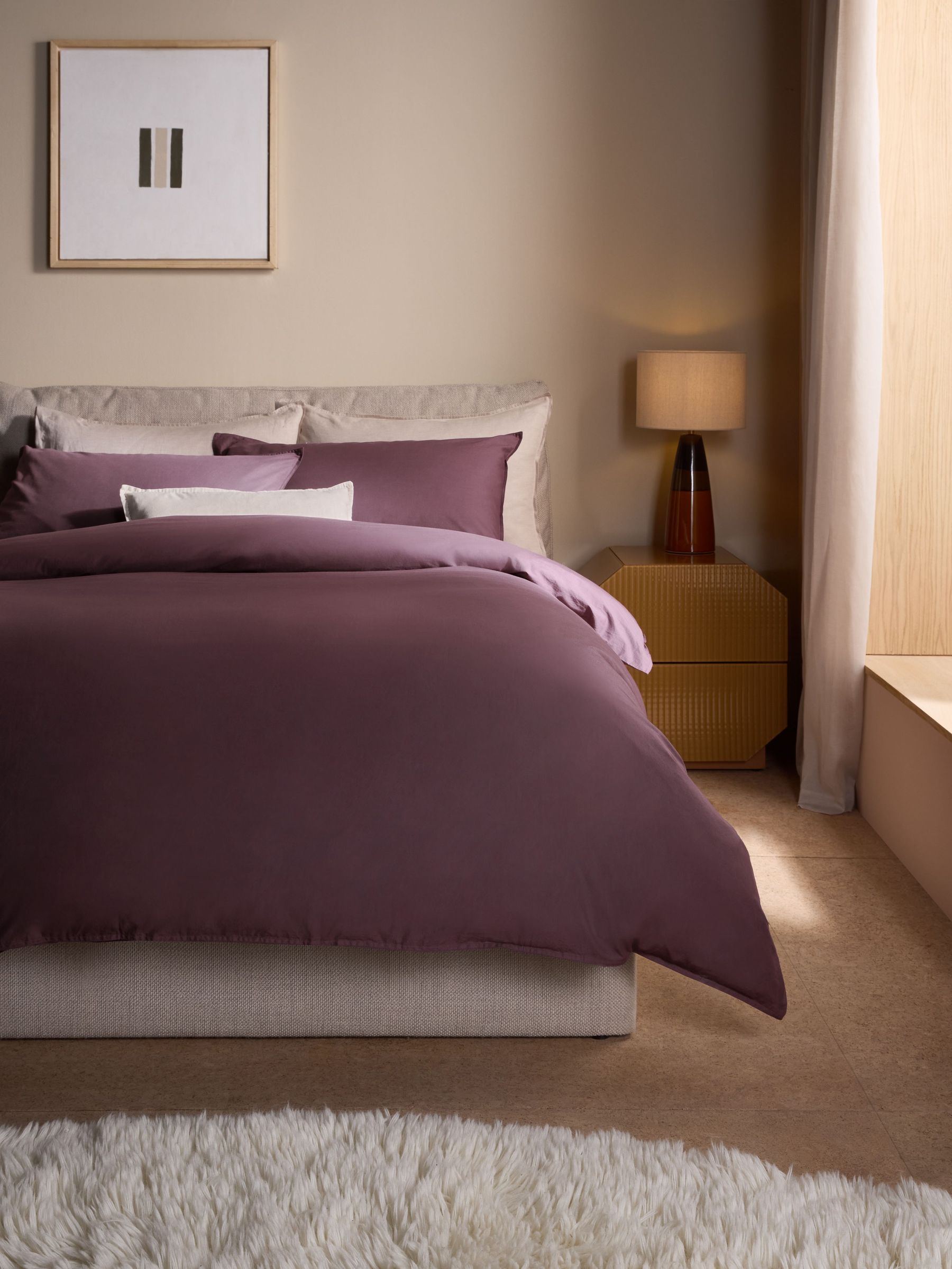 Cosy Washed Cotton Duvet Cover and Pillowcase Set in Aubergine Purple (F43845) | £35 - £65