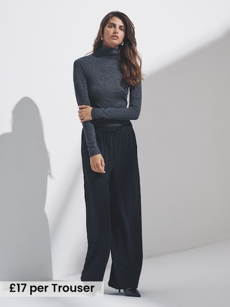 Black - 2 Pack Wide Leg Trousers (F44755) | £34