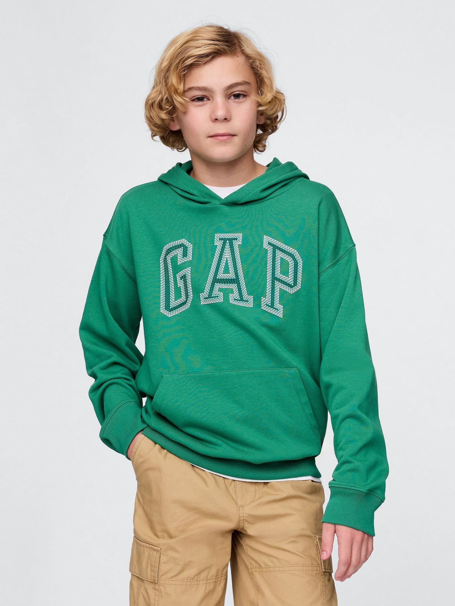 Green Pullover Vintage Logo Hoodie (4-13yrs) (F44840) | £20
