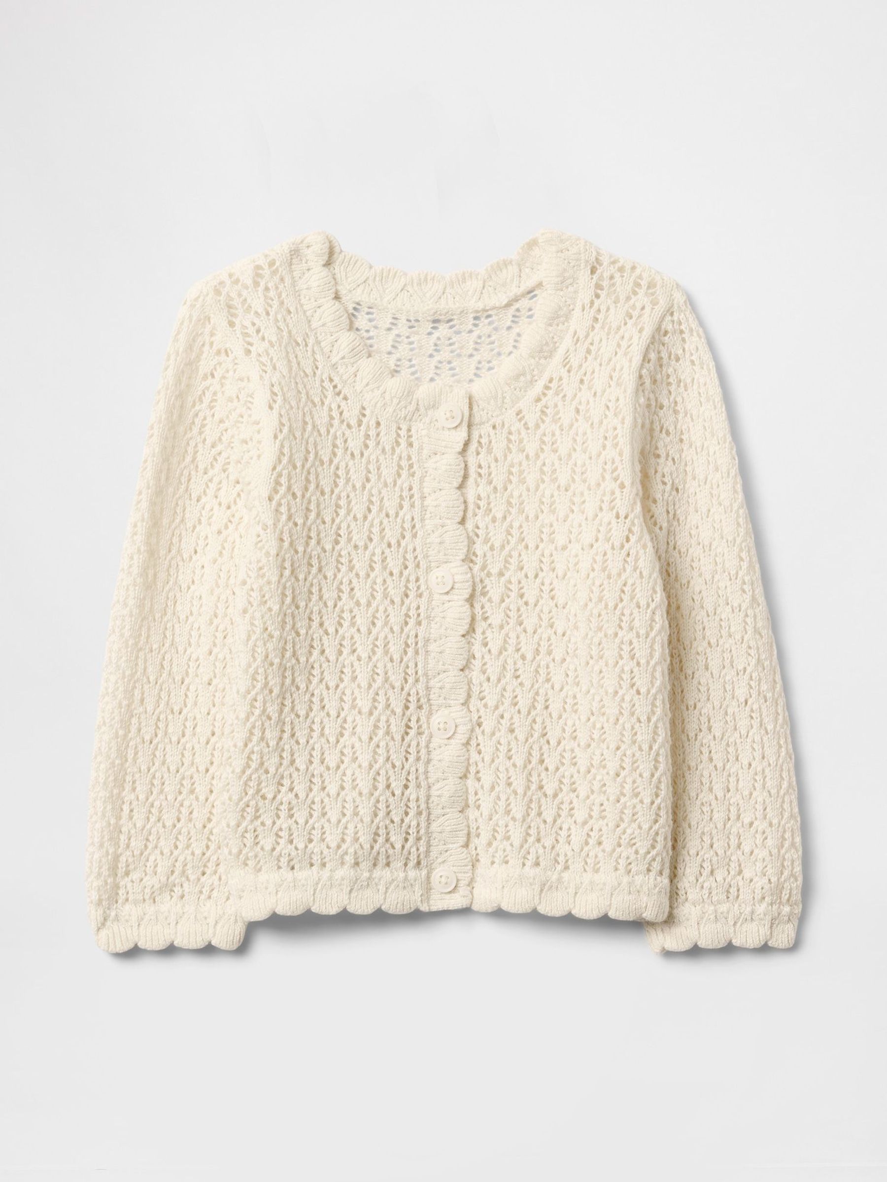 Cream 100% Cotton Crochet Knitted Cardigan (F44862) | £20