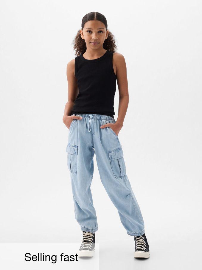 Blue Denim Cargo Parachute Trousers (4-13yrs) (F45821) | £30