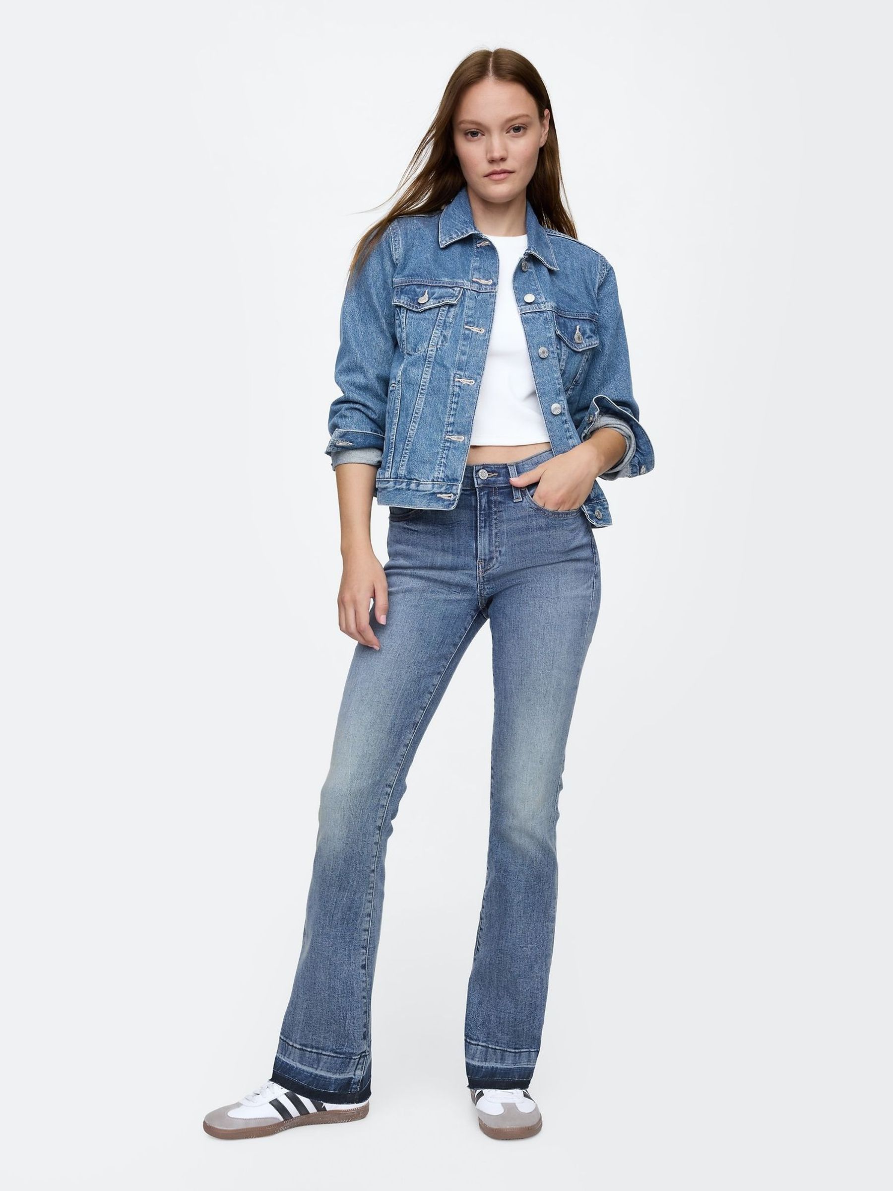 Blue Mid Rise Stretch Flared Bootcut Jeans (F45827) | £45