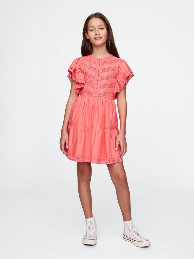 Orange Lace Tiered Ruffle Dress (4-13yrs) (F45832) | £35