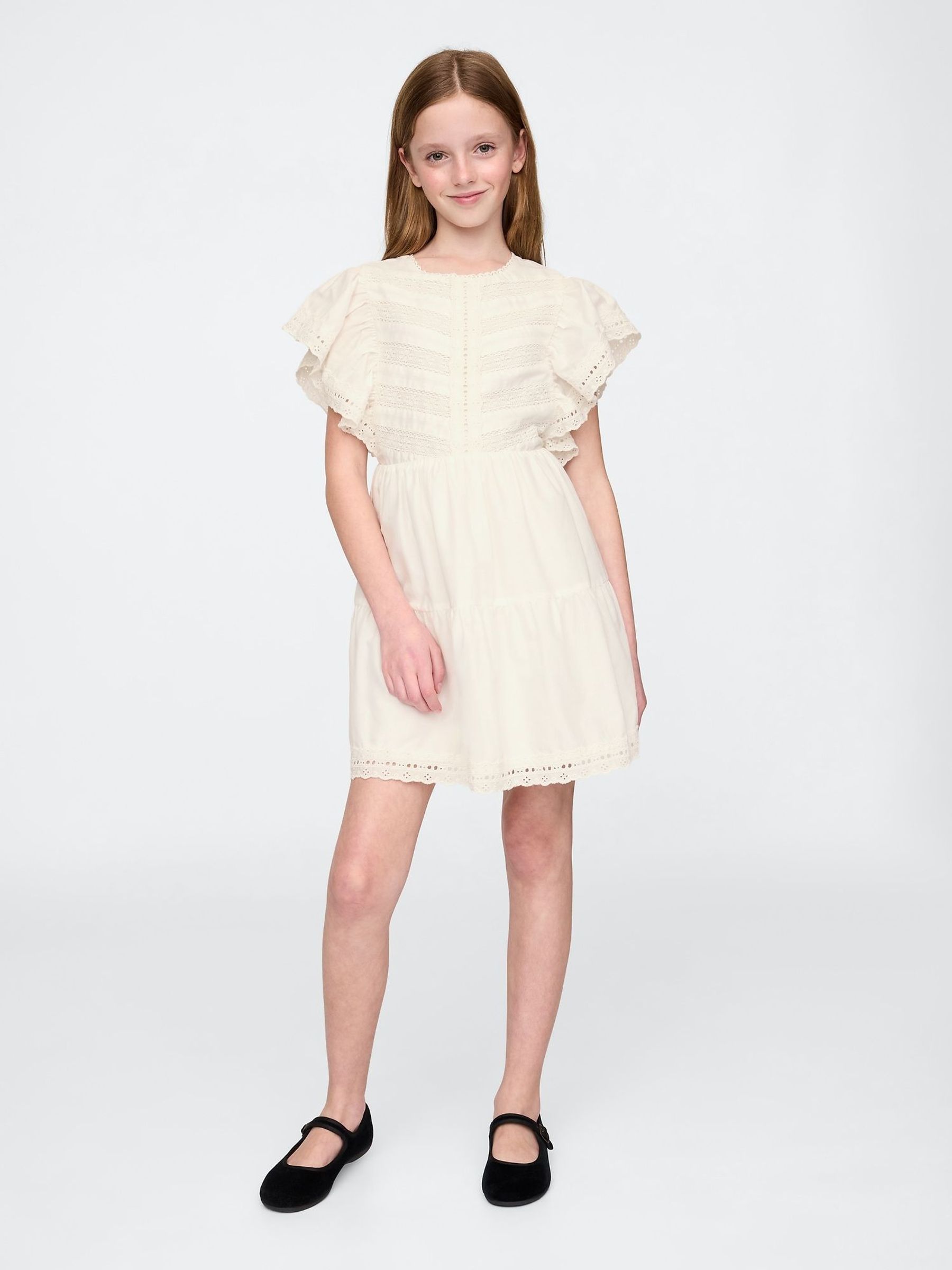 White Lace Tiered Ruffle Dress (4-13yrs) (F45833) | £35