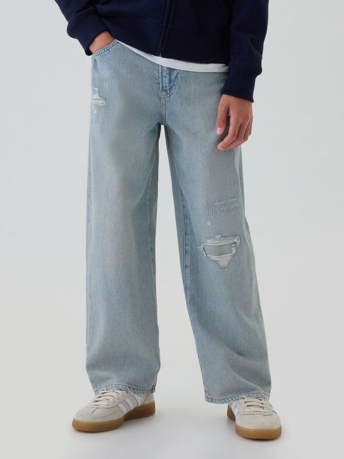 Blue Distressed Baggy Jeans (5-13yrs) (F46046) | £30