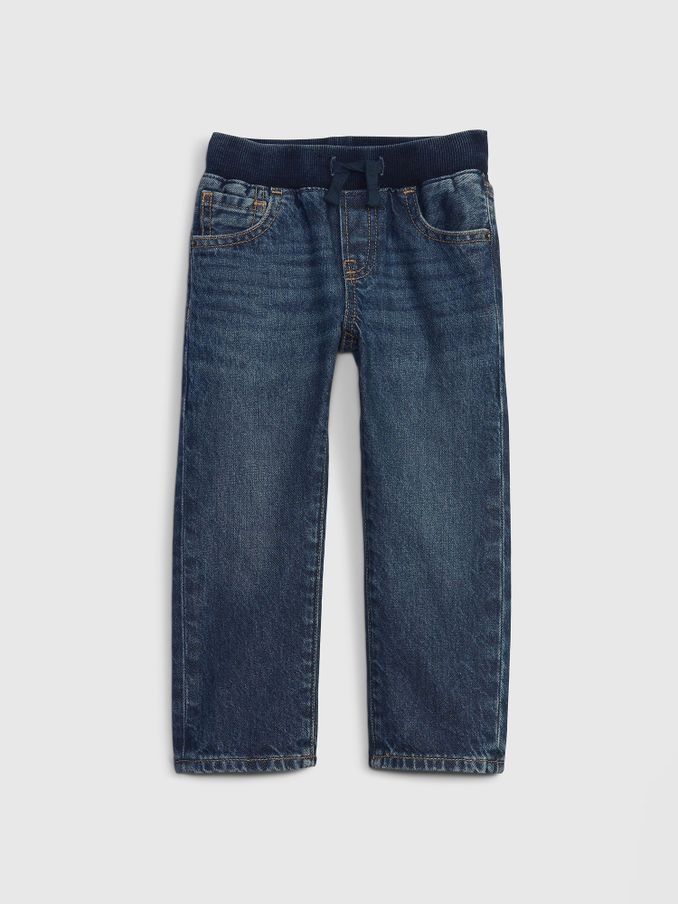 Dark Wash Blue High Waisted Straight Pull On Jeans (6mths-5yrs) (F46052) | £25