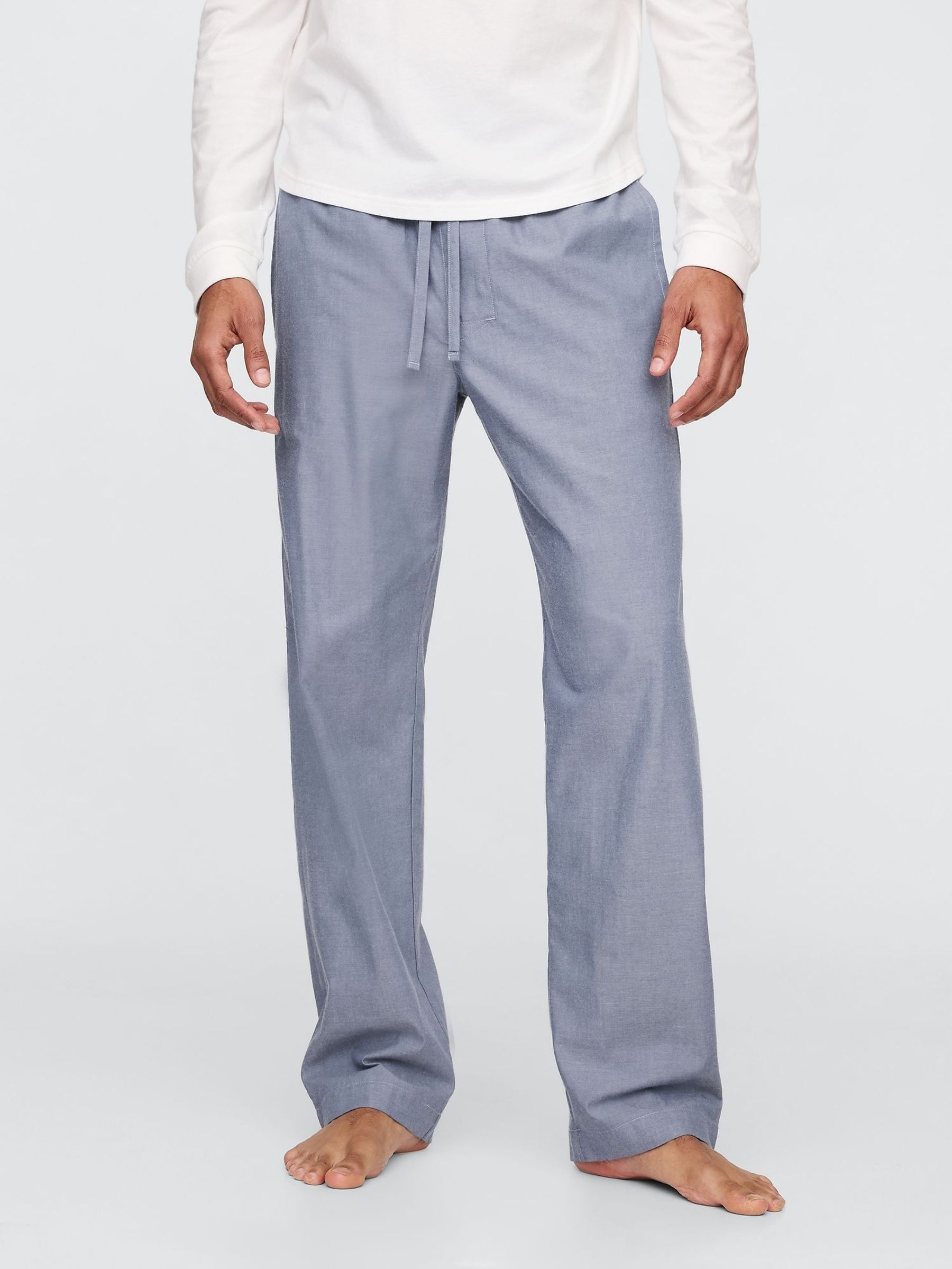 Blue Cotton Poplin Pyjama Bottoms (F46412) | £30