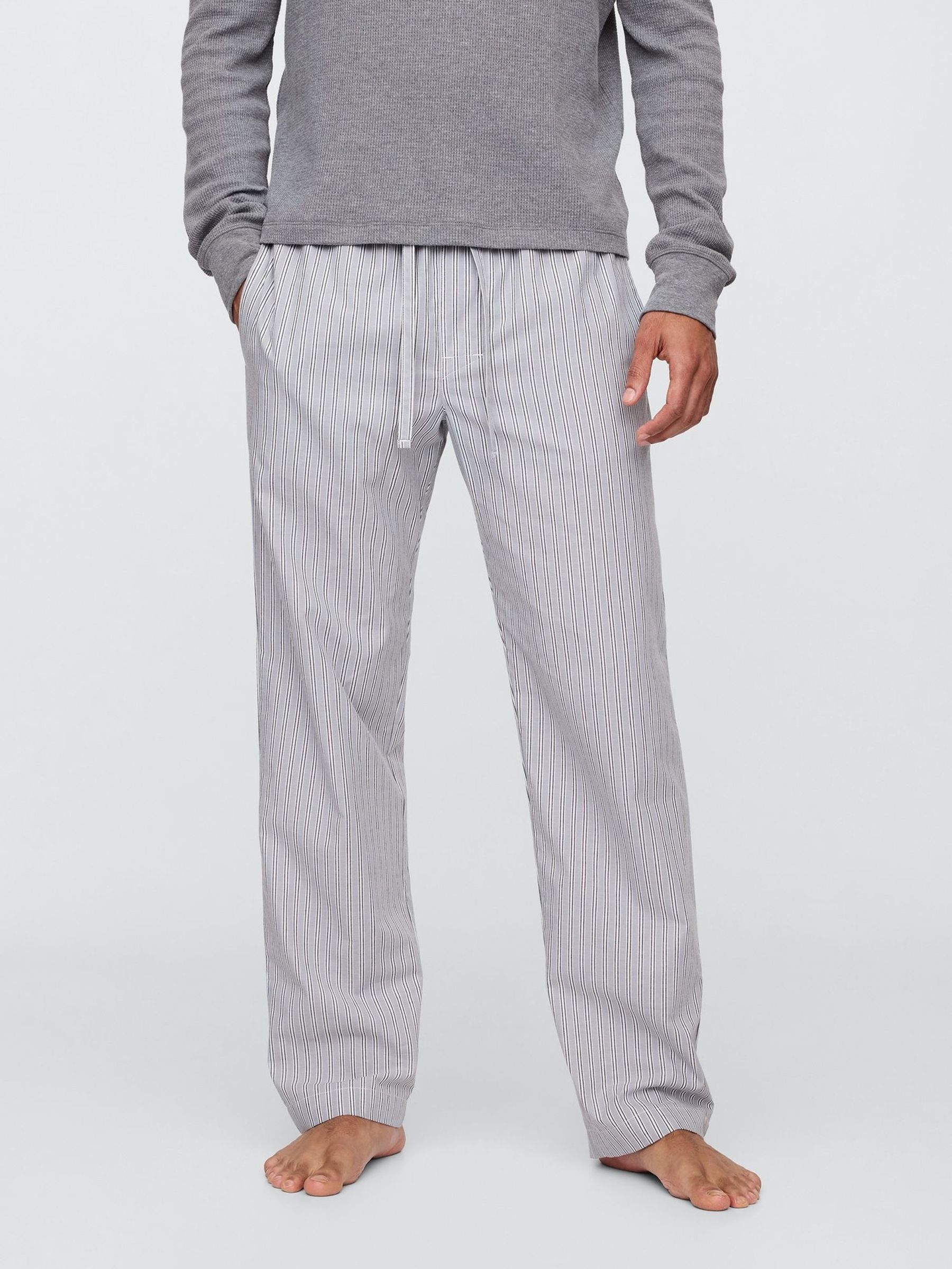 Grey Cotton Poplin Pyjama Bottoms (F46414) | £30