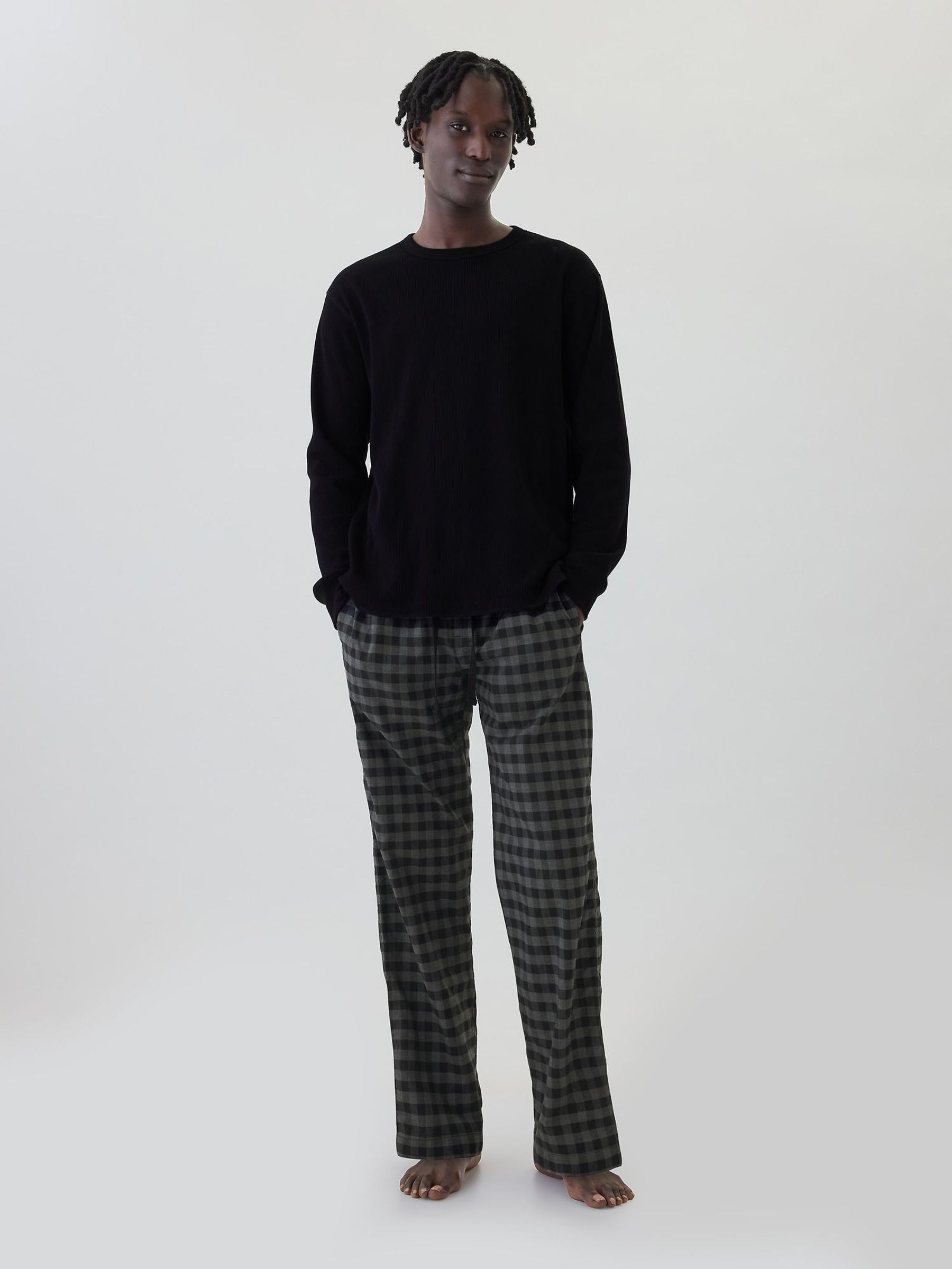Black/Grey Check Soft Cotton Pyjama Bottoms (F46420) | £30