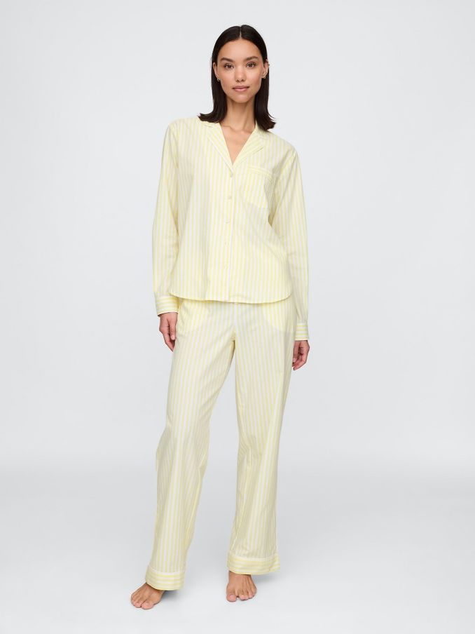 Yellow Stripe Trouser Poplin Short Pyjama Bottoms (F46426) | £30