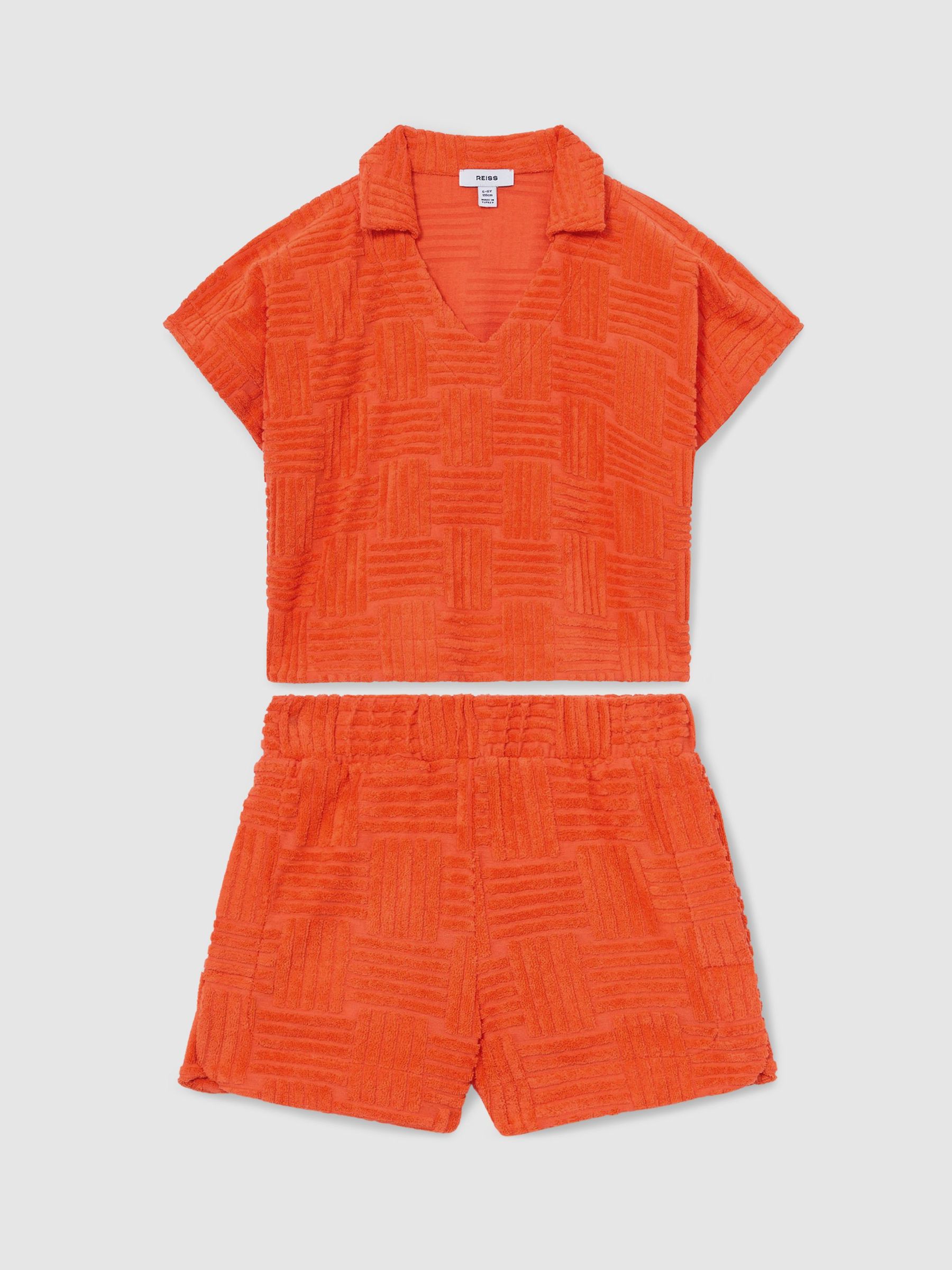 13-14 yrs Towelling Shirt And Shorts Set in Orange (F47043) | £25