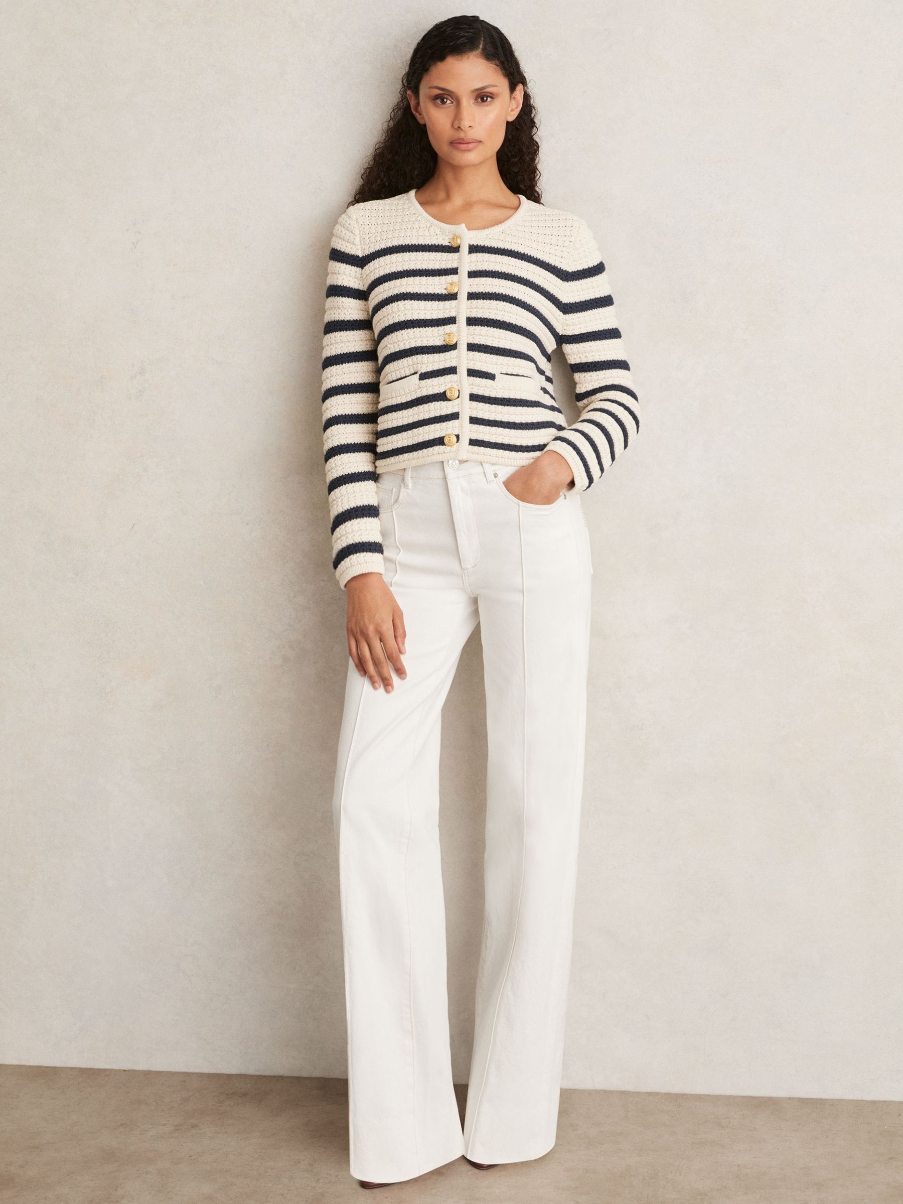 Paige Ecru Wide Leg Pintuck Jeans in Ecru (F47378) | £335