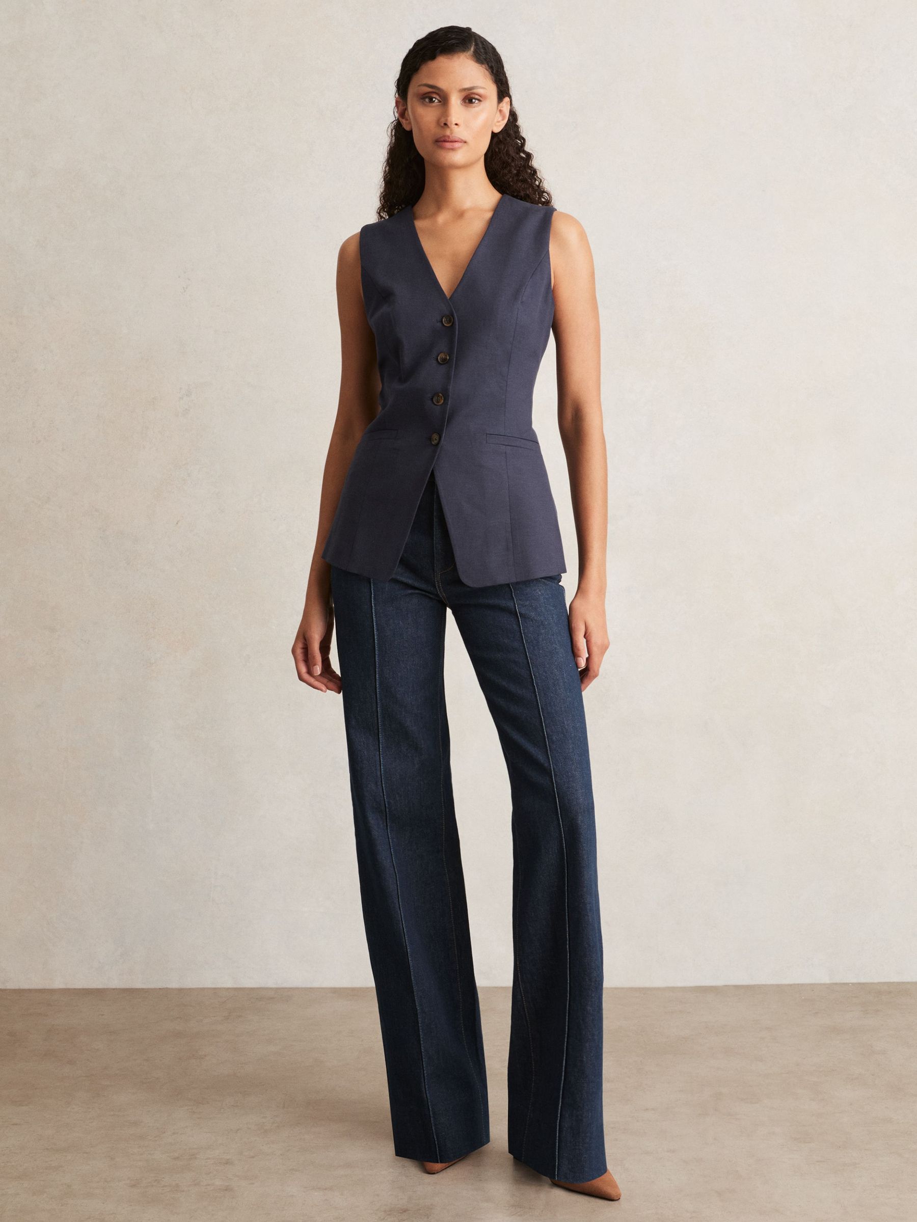 Paige Wide Leg Pintuck Jeans in Anais Blue (F47379) | £335