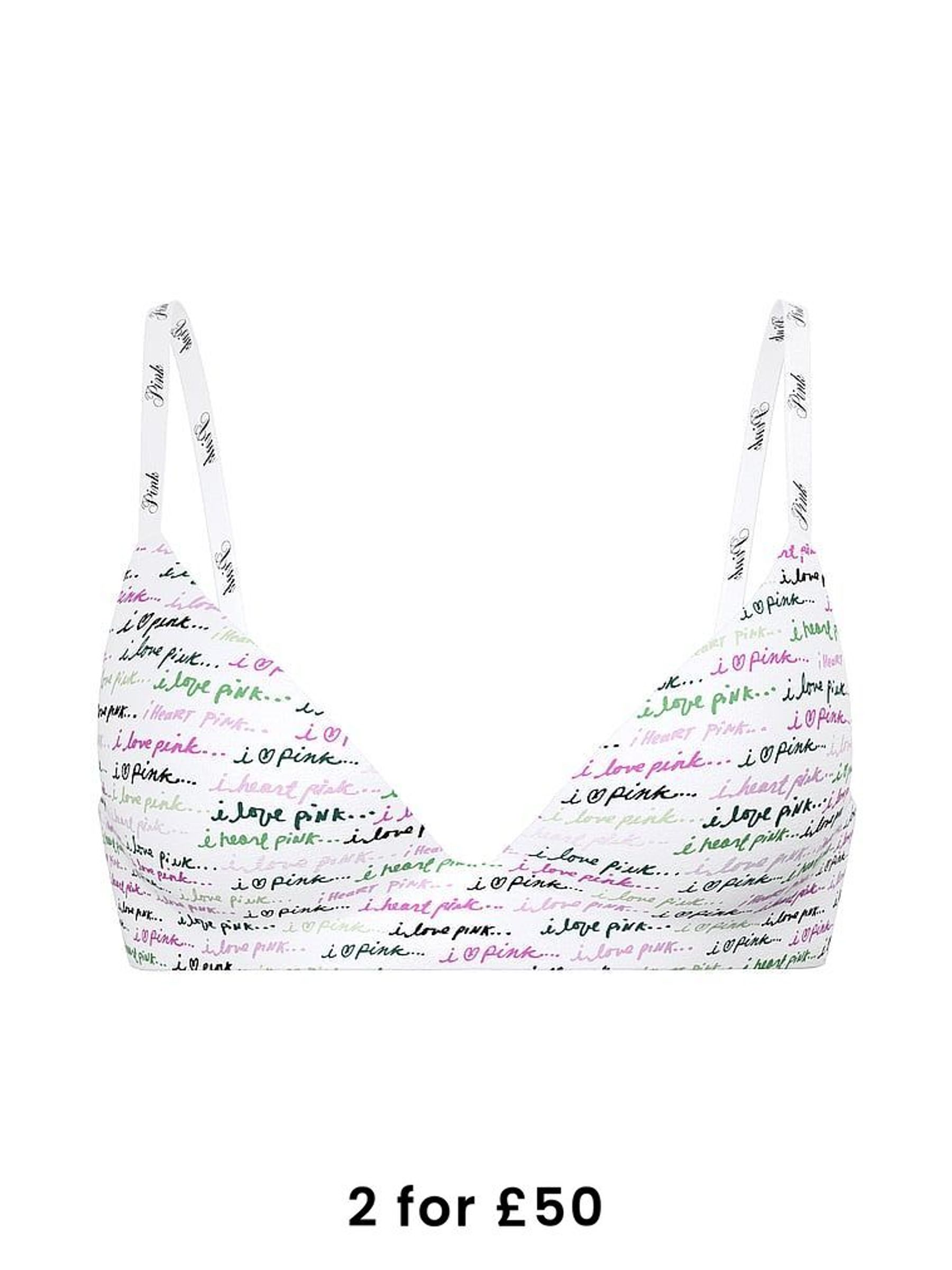 White Script Print Non Wired Lightly Lined Bra (F48007) | £29