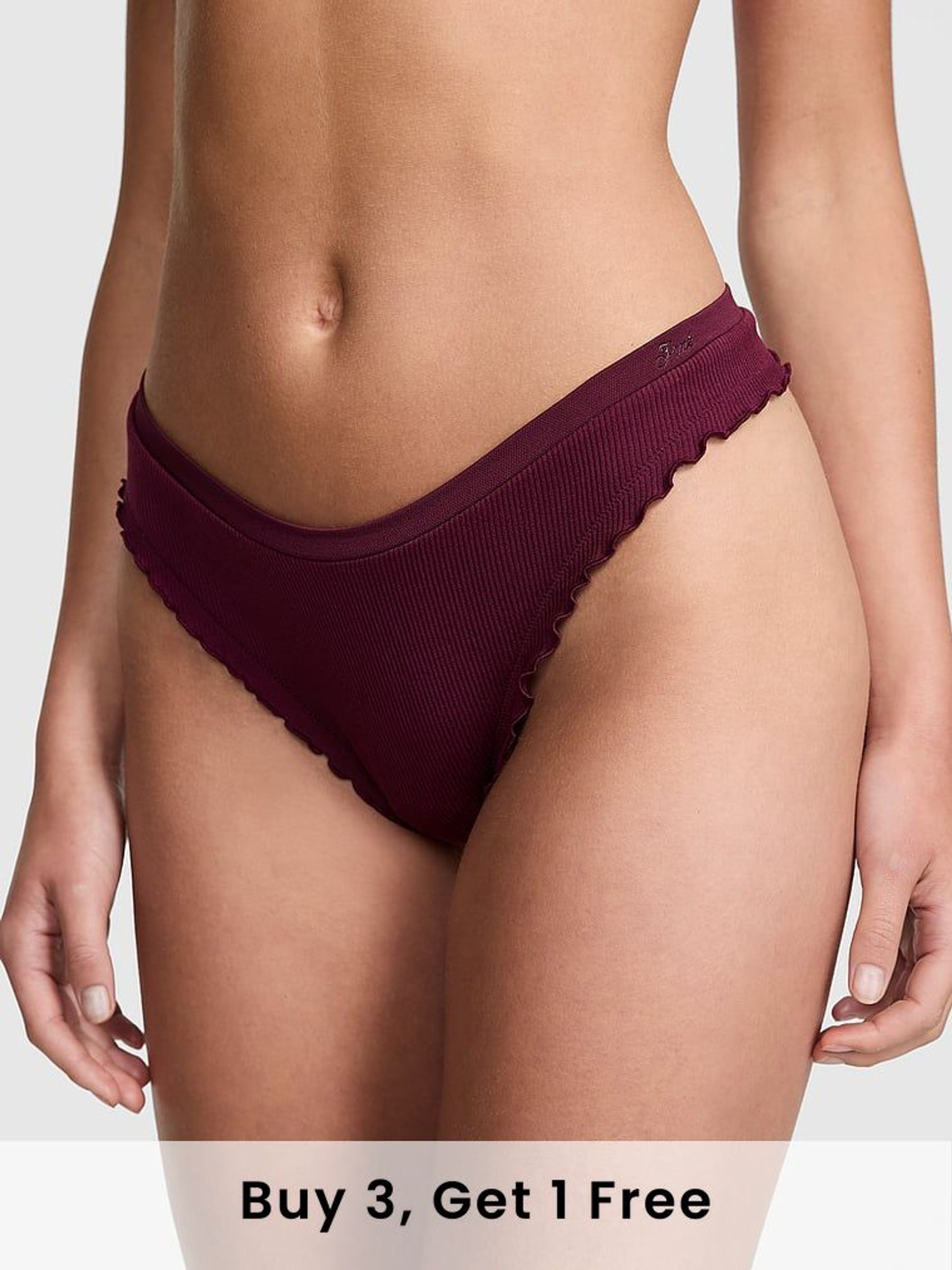 Purple Rose Mini Scoop Thong Seamless Lettuce Edge Knickers (F48013) | £9