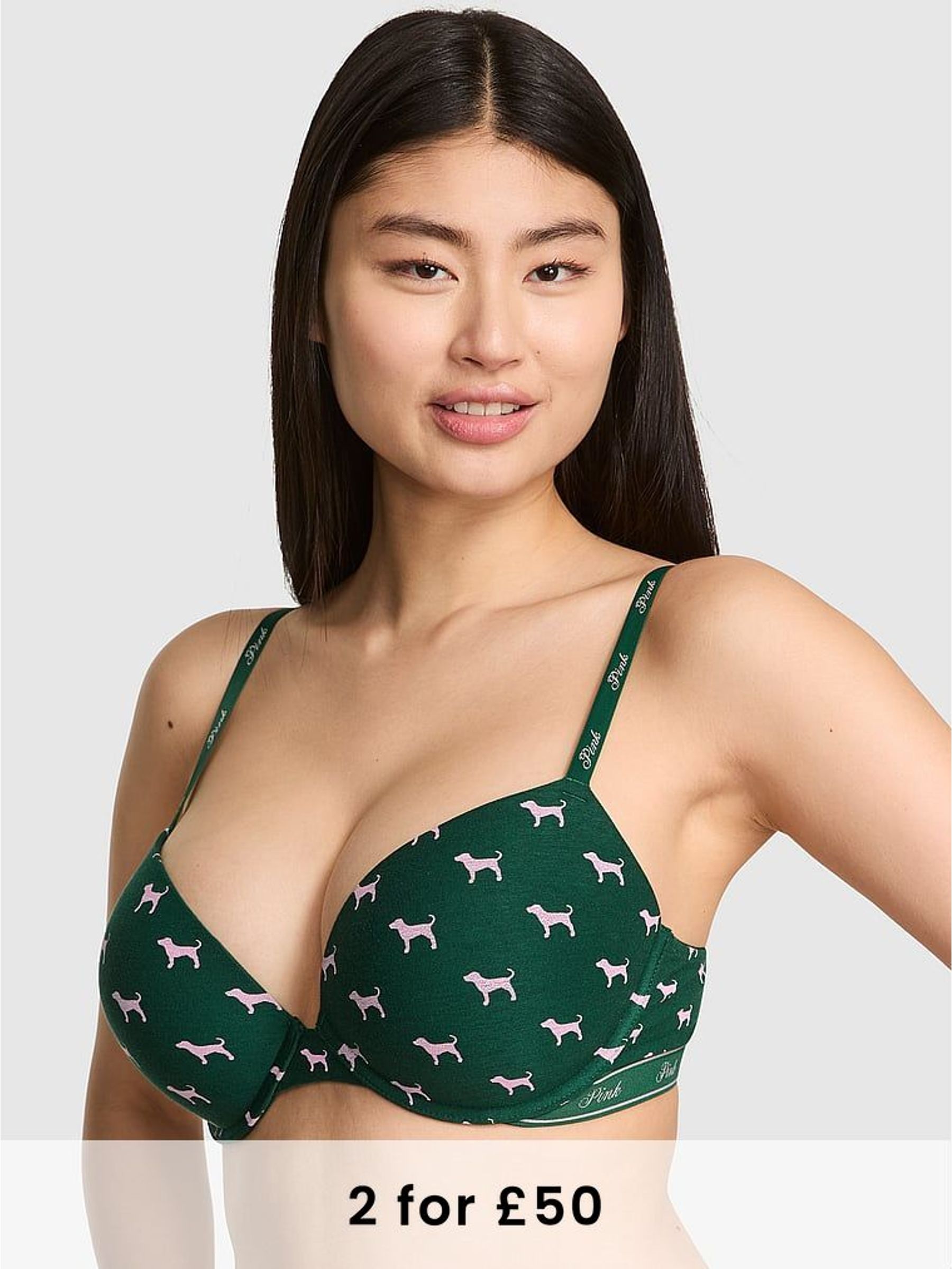 Jaguar Green Super Push Up Cotton Logo Bra (F48015) | £29