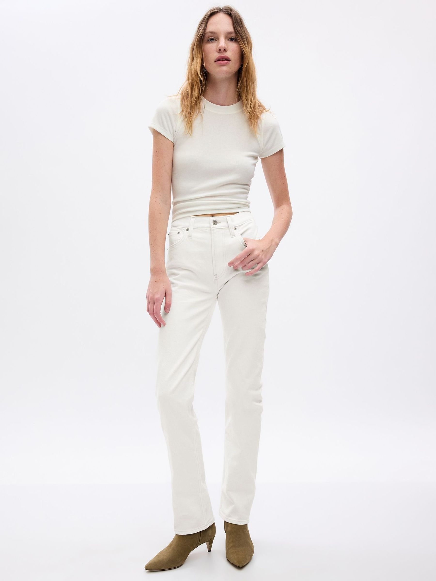 Off White High Waisted 90s Straight Jeans (F49005) | £50