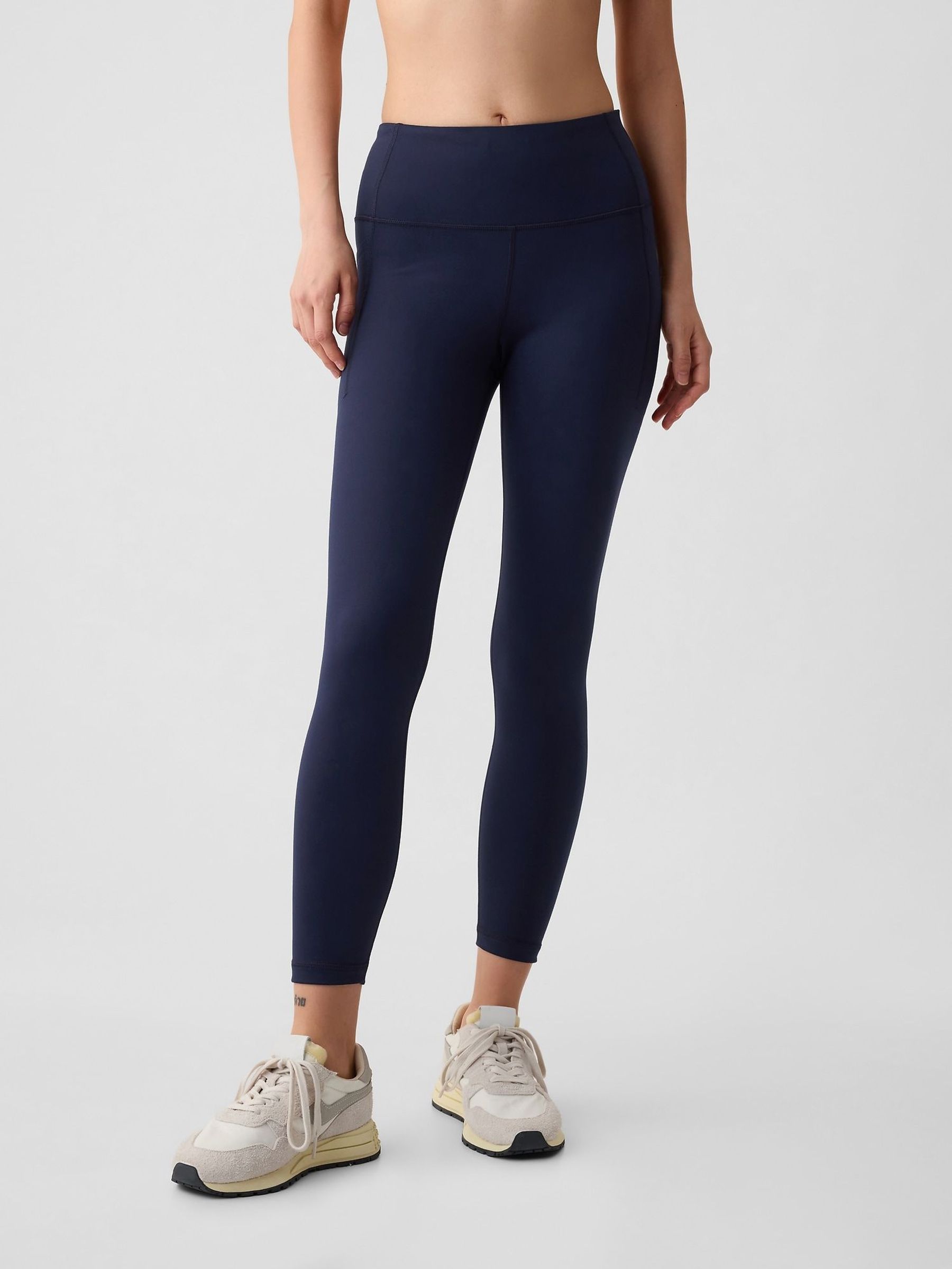 Navy Blue 7/8 Length High Waisted Power Stretch Leggings (F49010) | £45