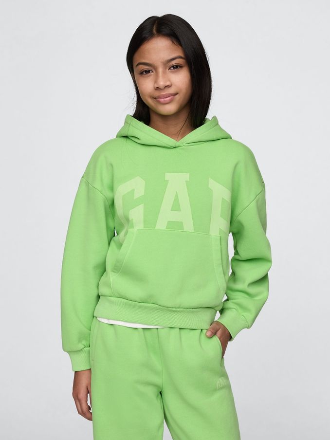 Green Logo Vintage Fleece-Lined Hoodie (4-13yrs) (F49022) | £30