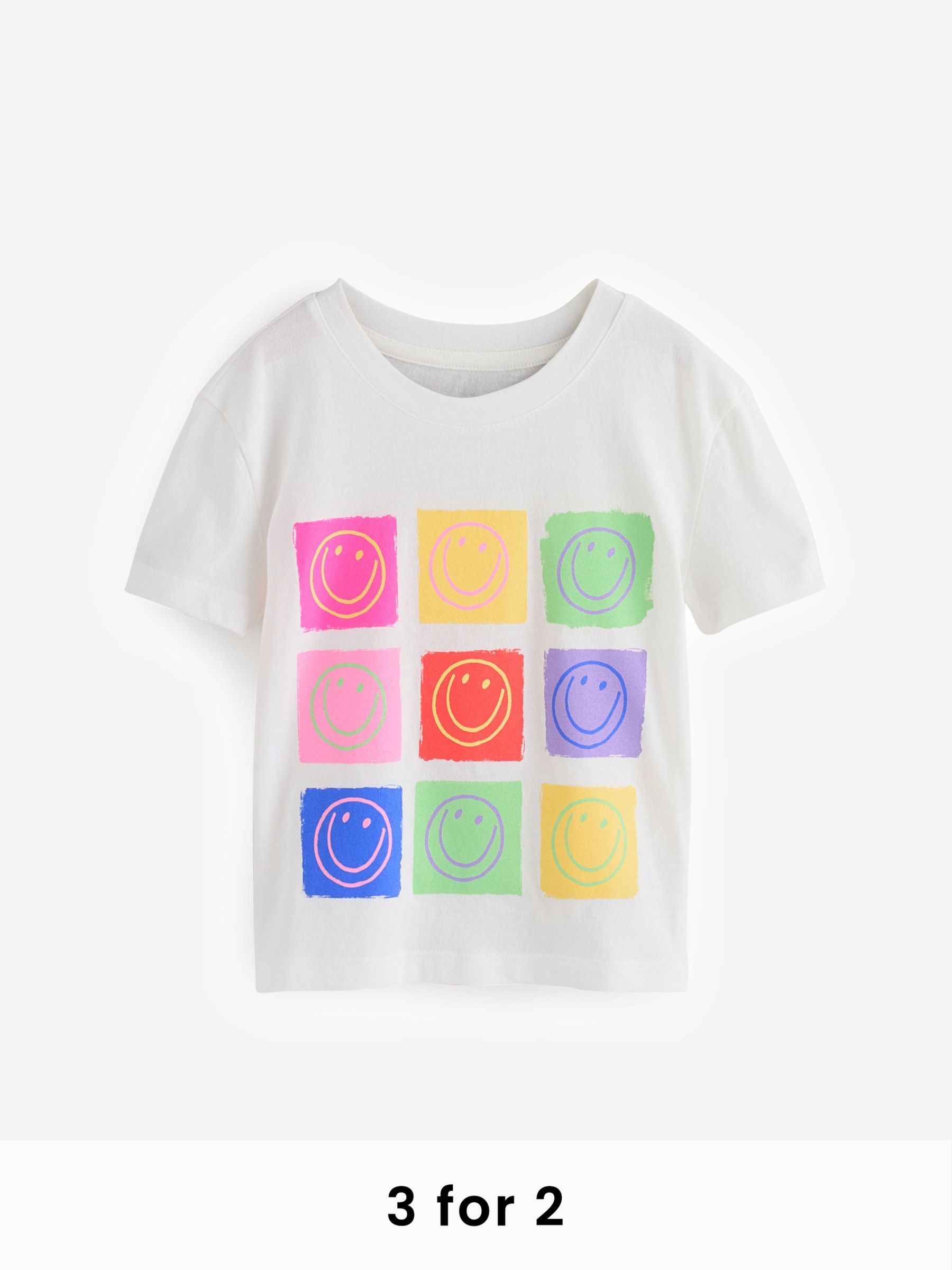 White Smile Cotton Short Sleeve Crew Neck Graphic T-Shirt (4-13yrs) (F49033) | £10