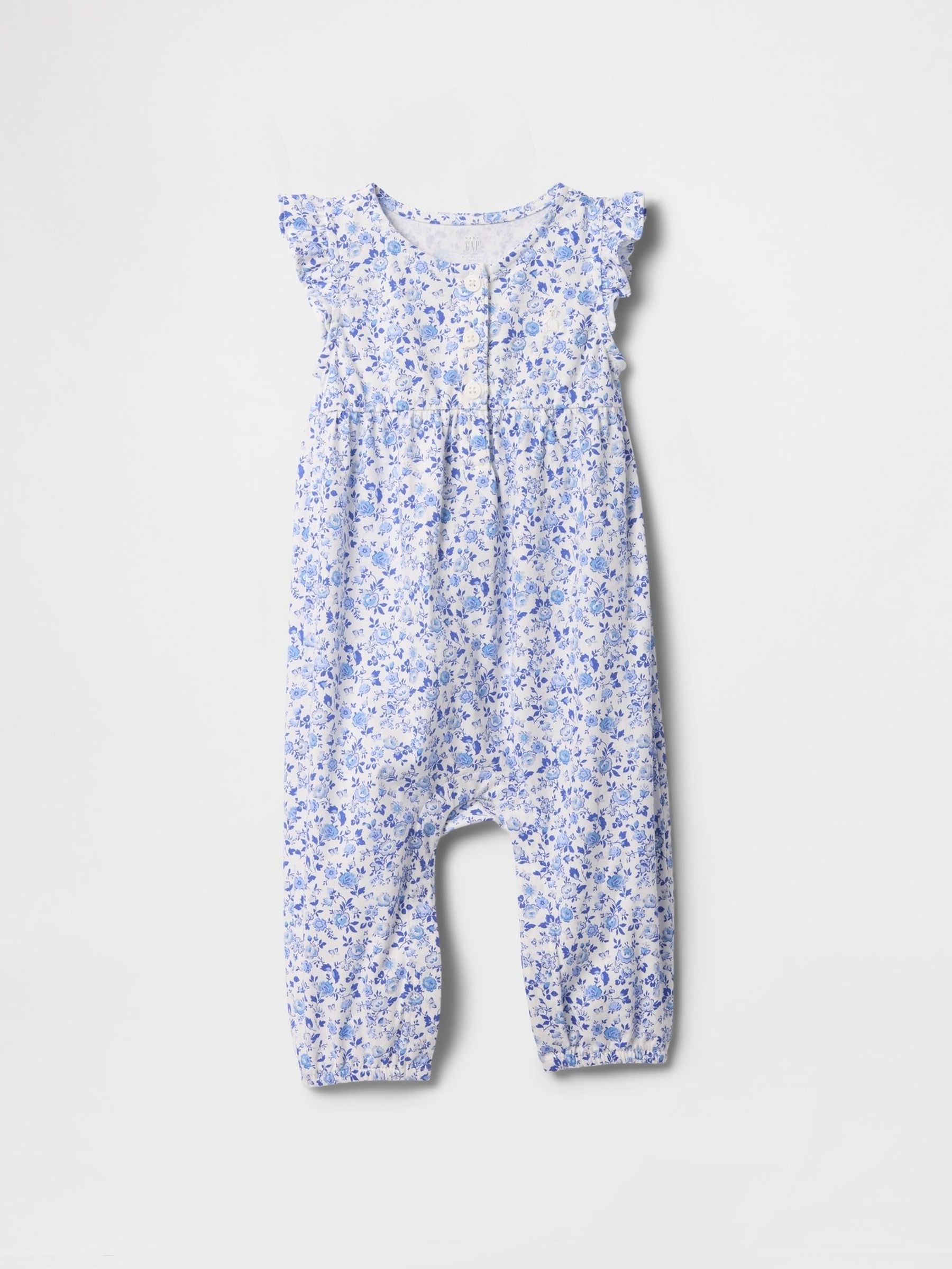 Blue Floral Ruffle One-Piece (Newborn-24mths) (F49285) | £20