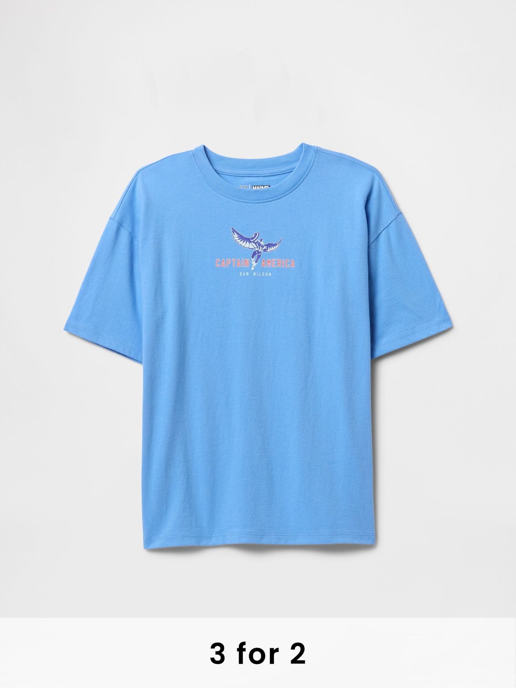 Blue Captain America Marvel Graphic T-Shirt (4-13yrs) (F49307) | £14
