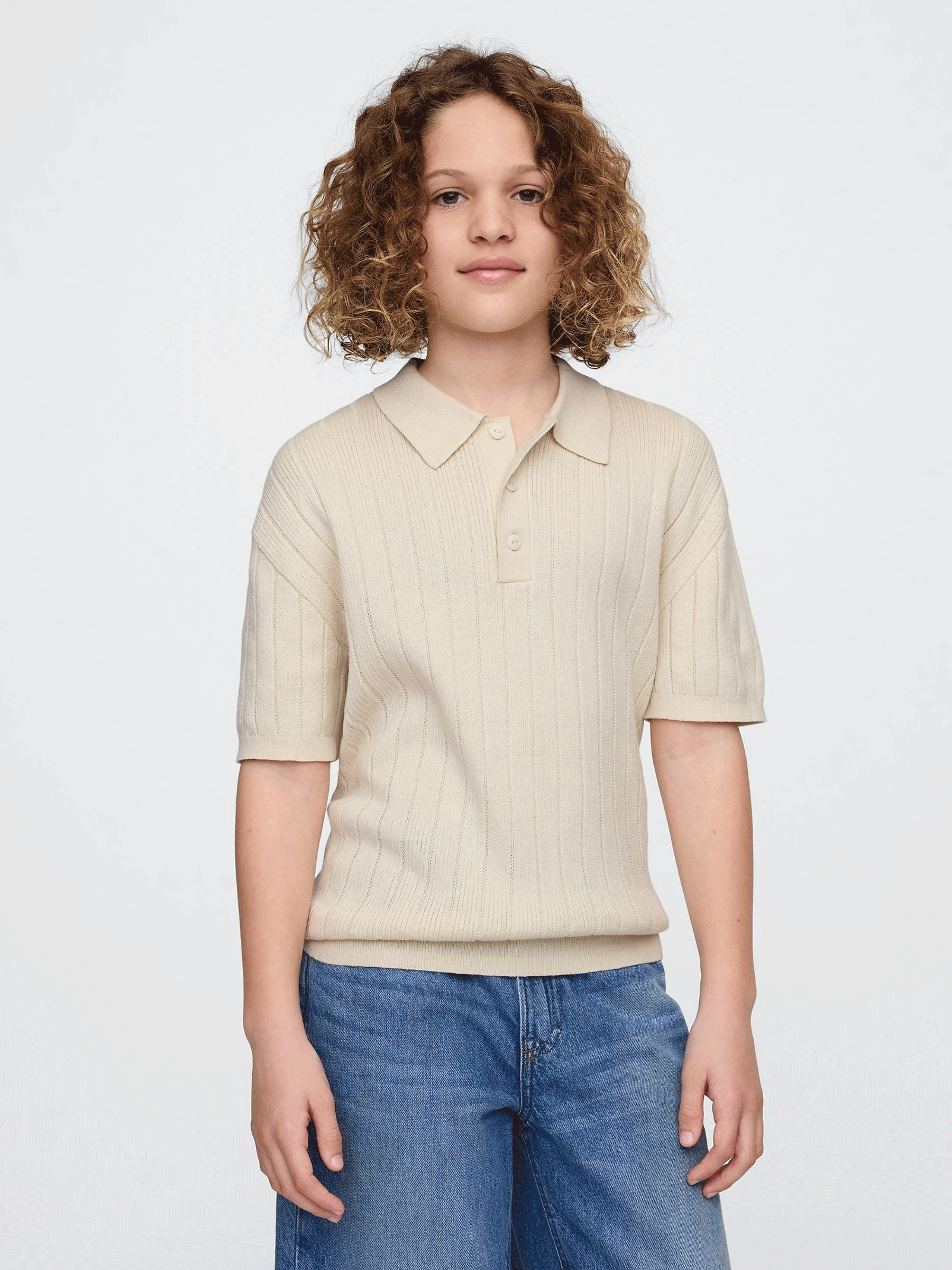 Brown Rib Knit Polo Shirt (4-13yrs) (F49319) | £20