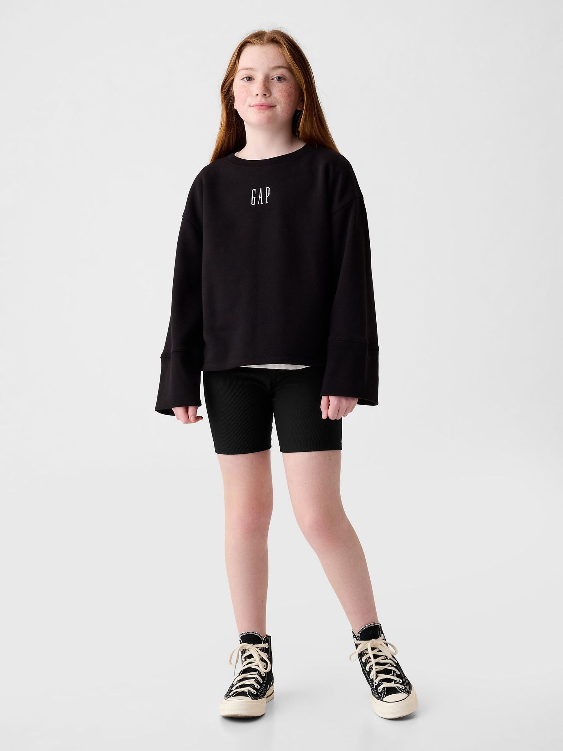Black Rib Biker Shorts (4-13yrs) (F49326) | £15