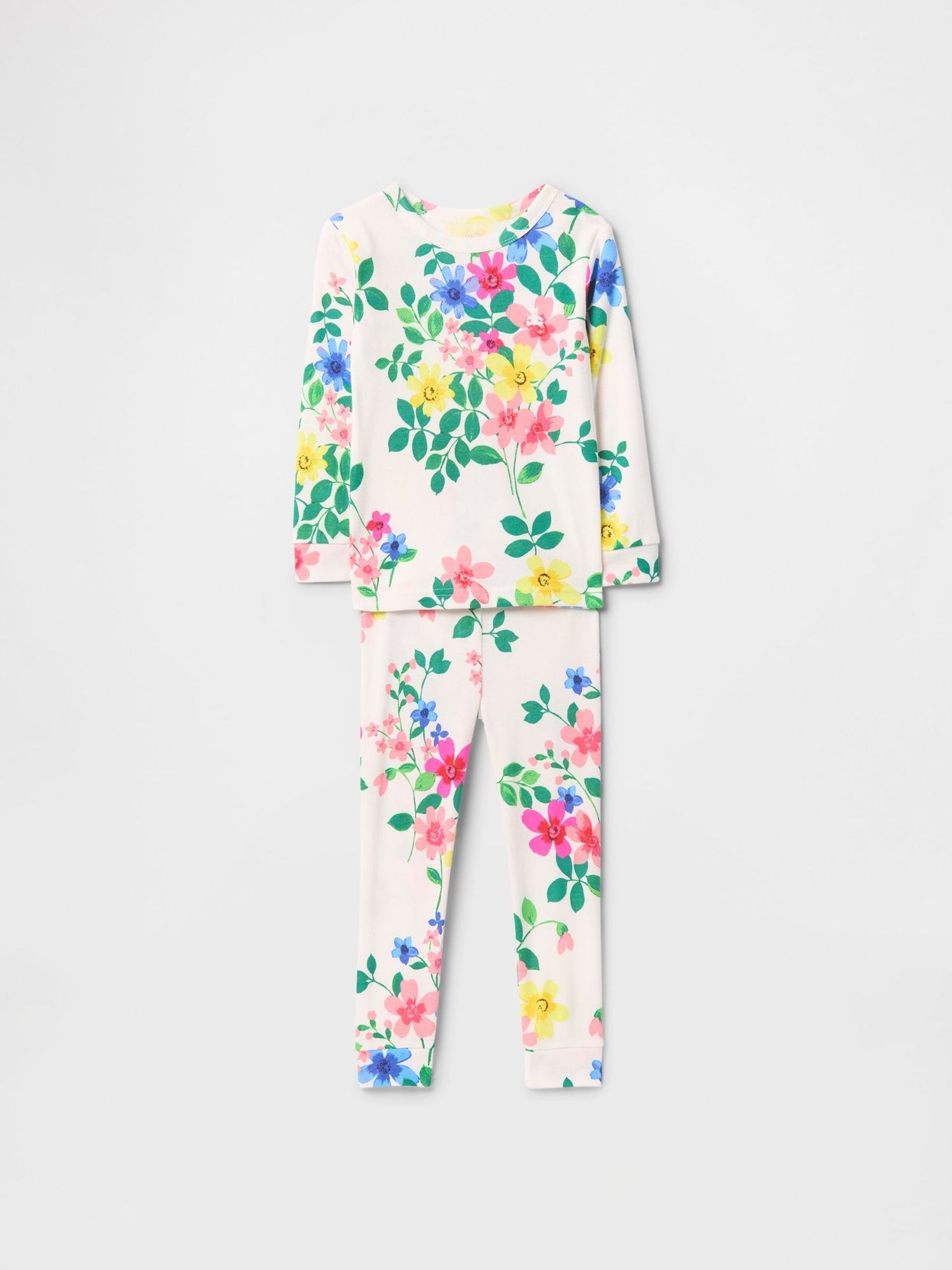 White Floral Brushed Cotton Long Pyjamas (6mths-5yrs) (F49342) | £18