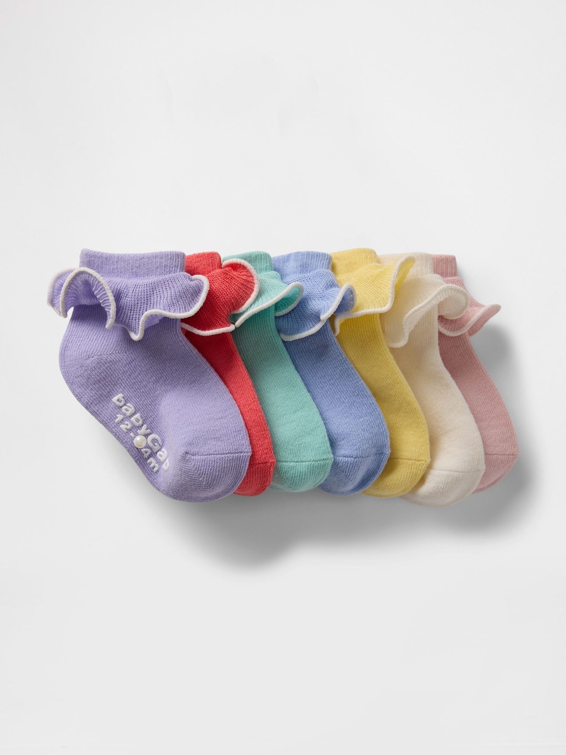 Multi/Purple Ruffle Ankle Socks 7-Pack (F49345) | £14