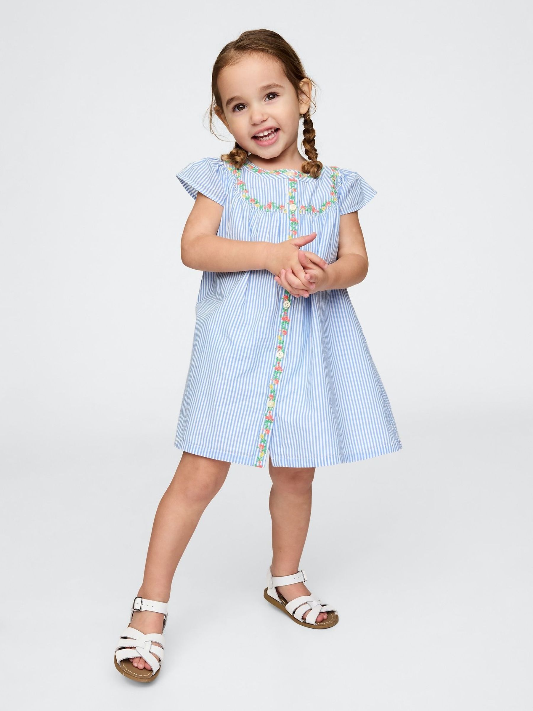 Blue Flutter-Sleeve Shirtdress (6mths-5yrs) (F49410) | £30