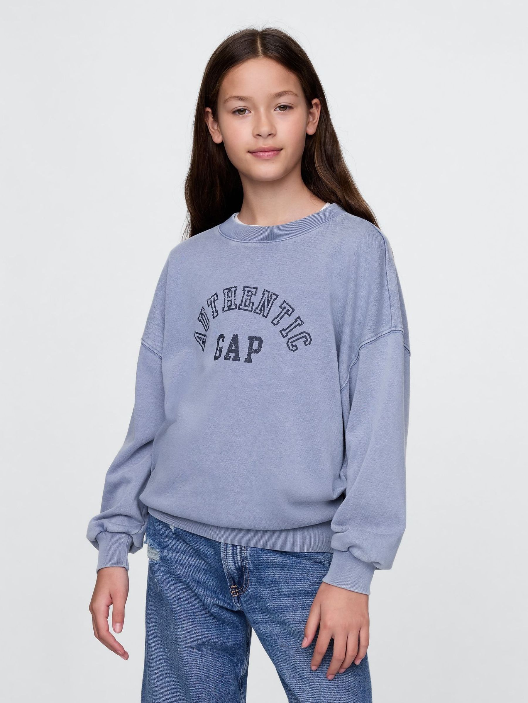 Blue Logo Vintage Fleece-Lined Oversized Sweatshirt (4-13yrs) (F49728) | £25