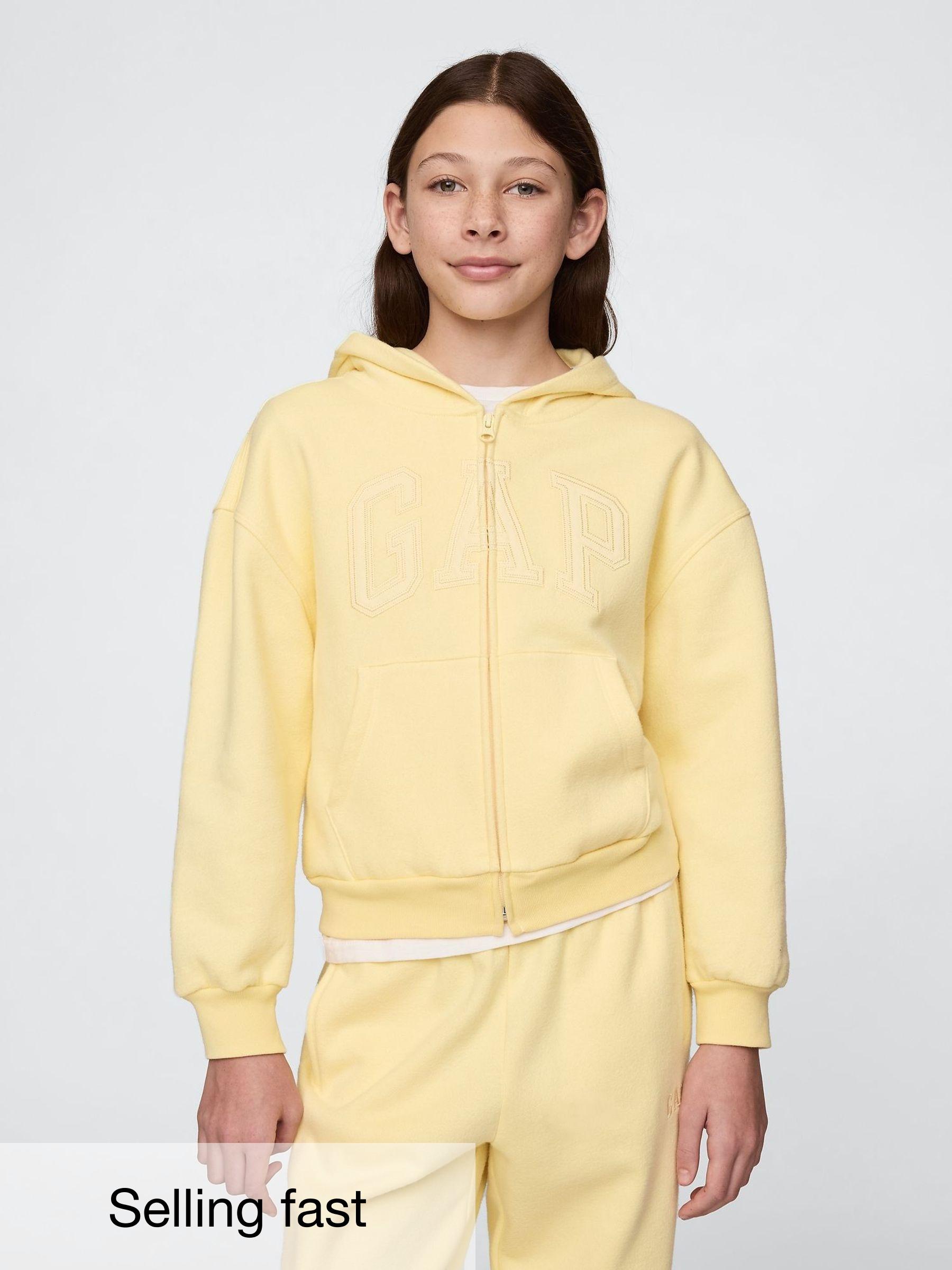 Yellow Vintage Soft Oversized Logo Zip Up Hoodie (4-13yrs) (F49738) | £30