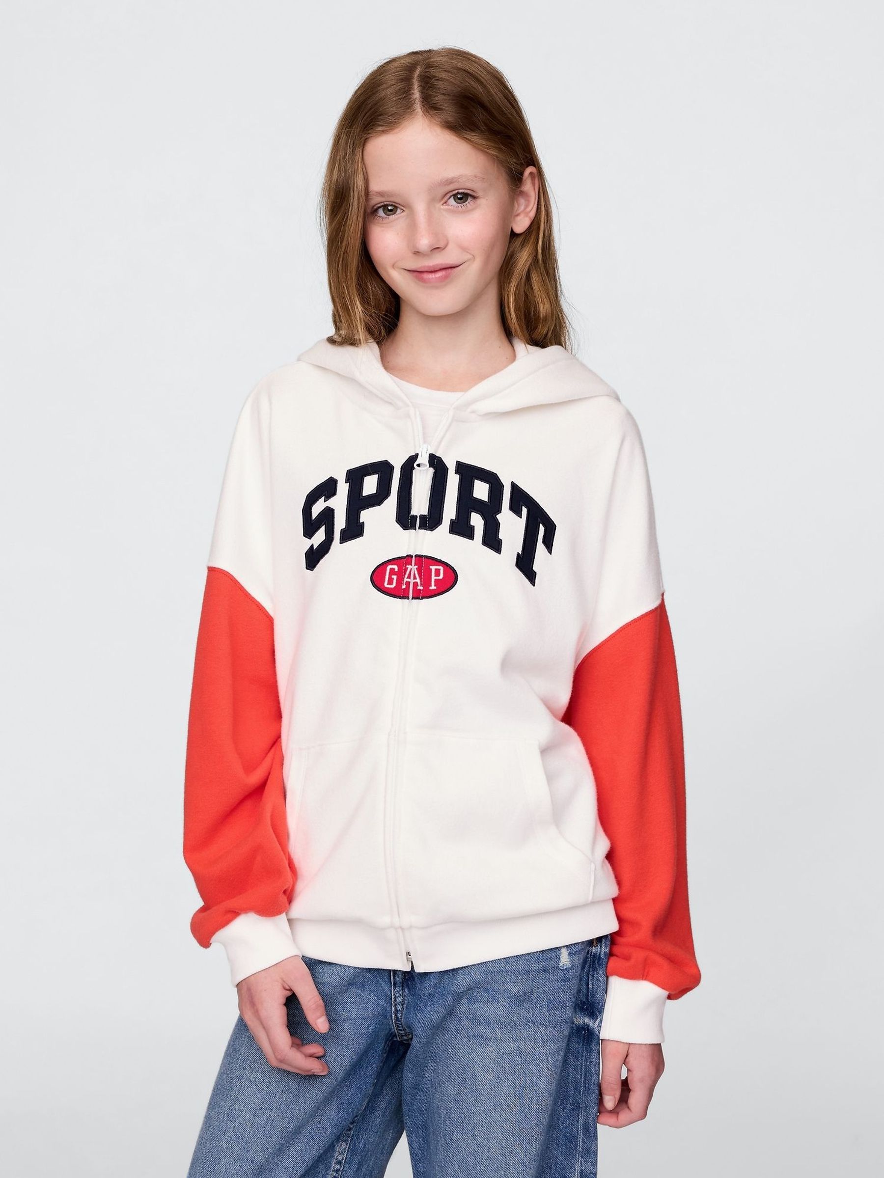 Cream Vintage Soft Full-Zip Sport Logo Hoodie (4-13yrs) (F49739) | £35