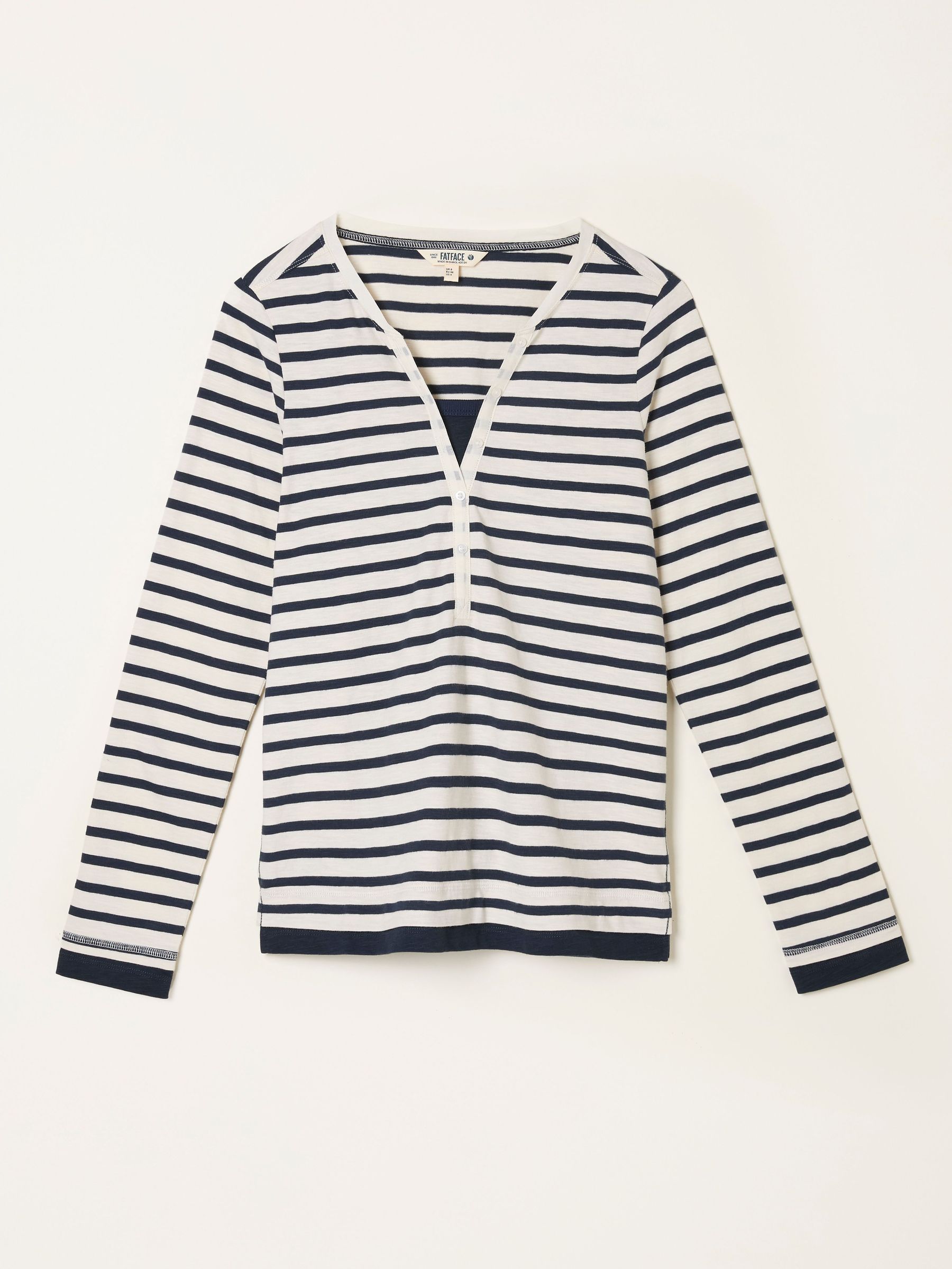 Blue Stripe Mock Henley Top (F50255) | £35