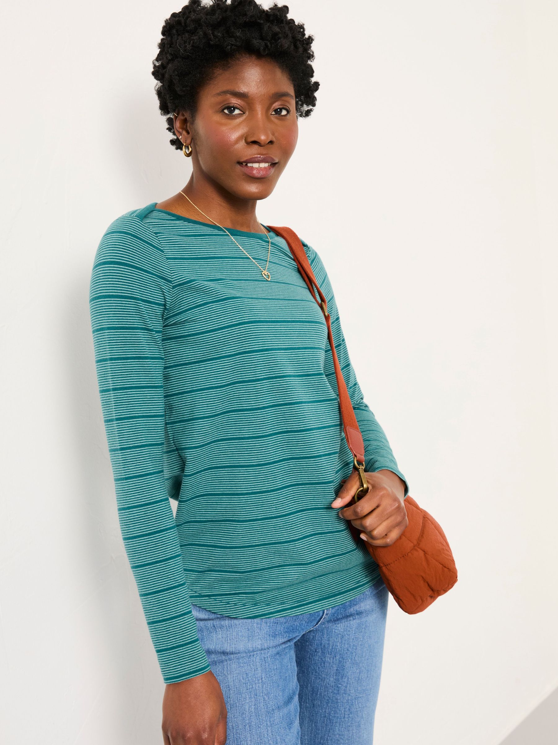 Breton Teal Blue Stripe T Shirt (F50259) | £29.50