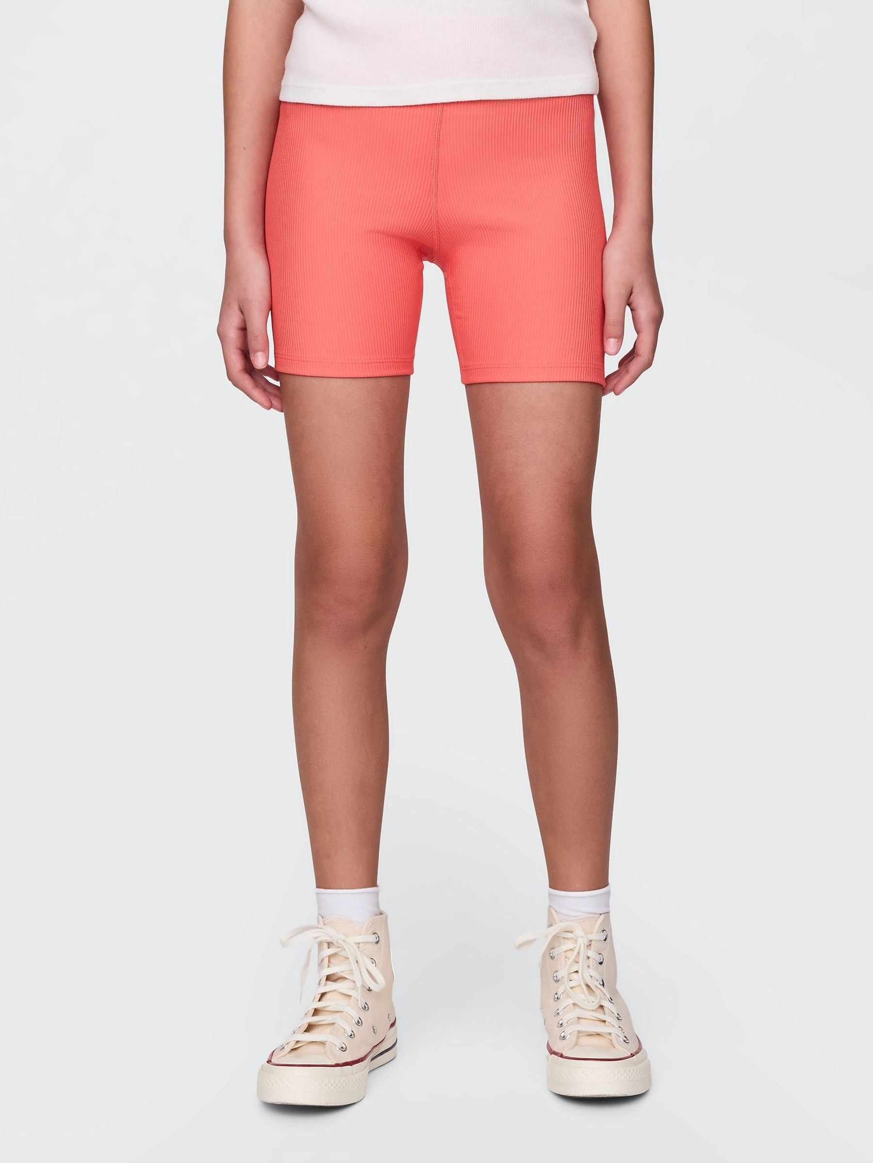 Coral Pink Rib Biker Shorts (4-13yrs) (F50580) | £15