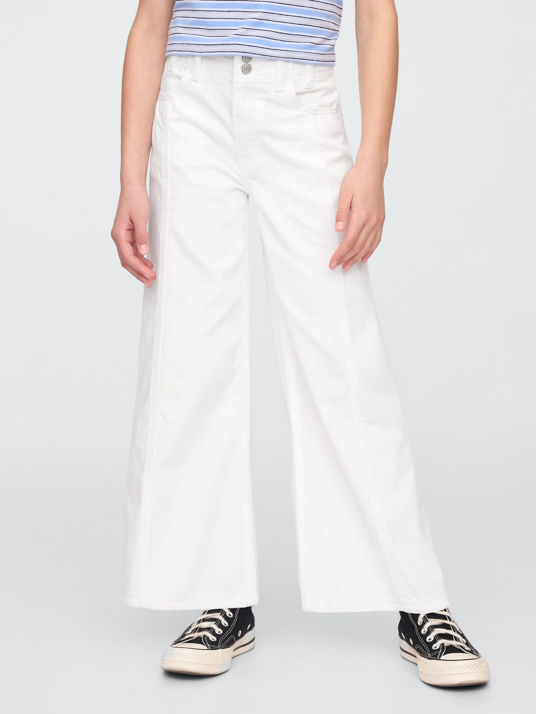 White High Waisted Stride Wide-Leg Ankle Jeans (5-13yrs) (F50582) | £30