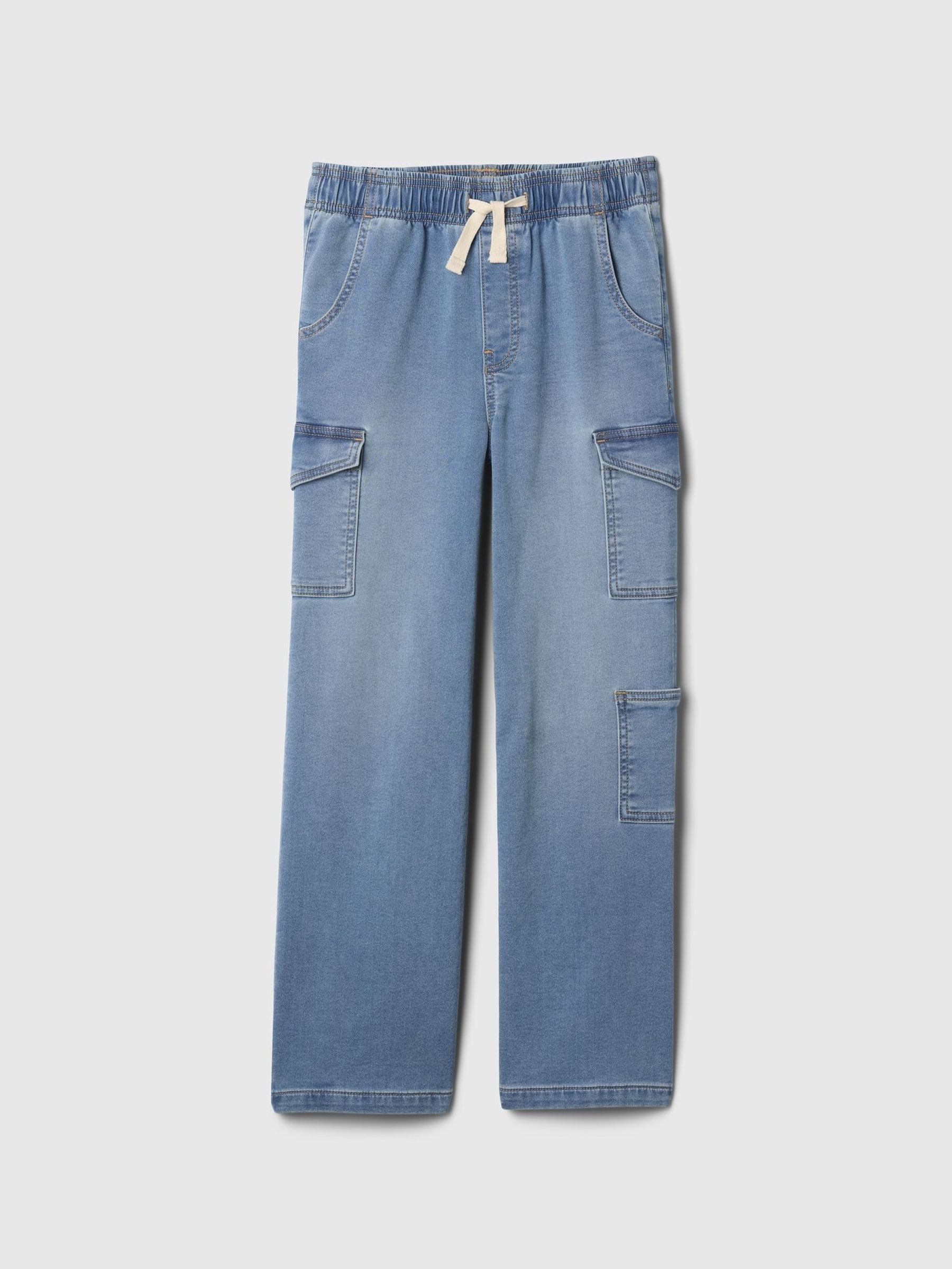 Blue High Rise Wide Leg Cargo Pull On Jeans (4-13yrs) (F50586) | £30