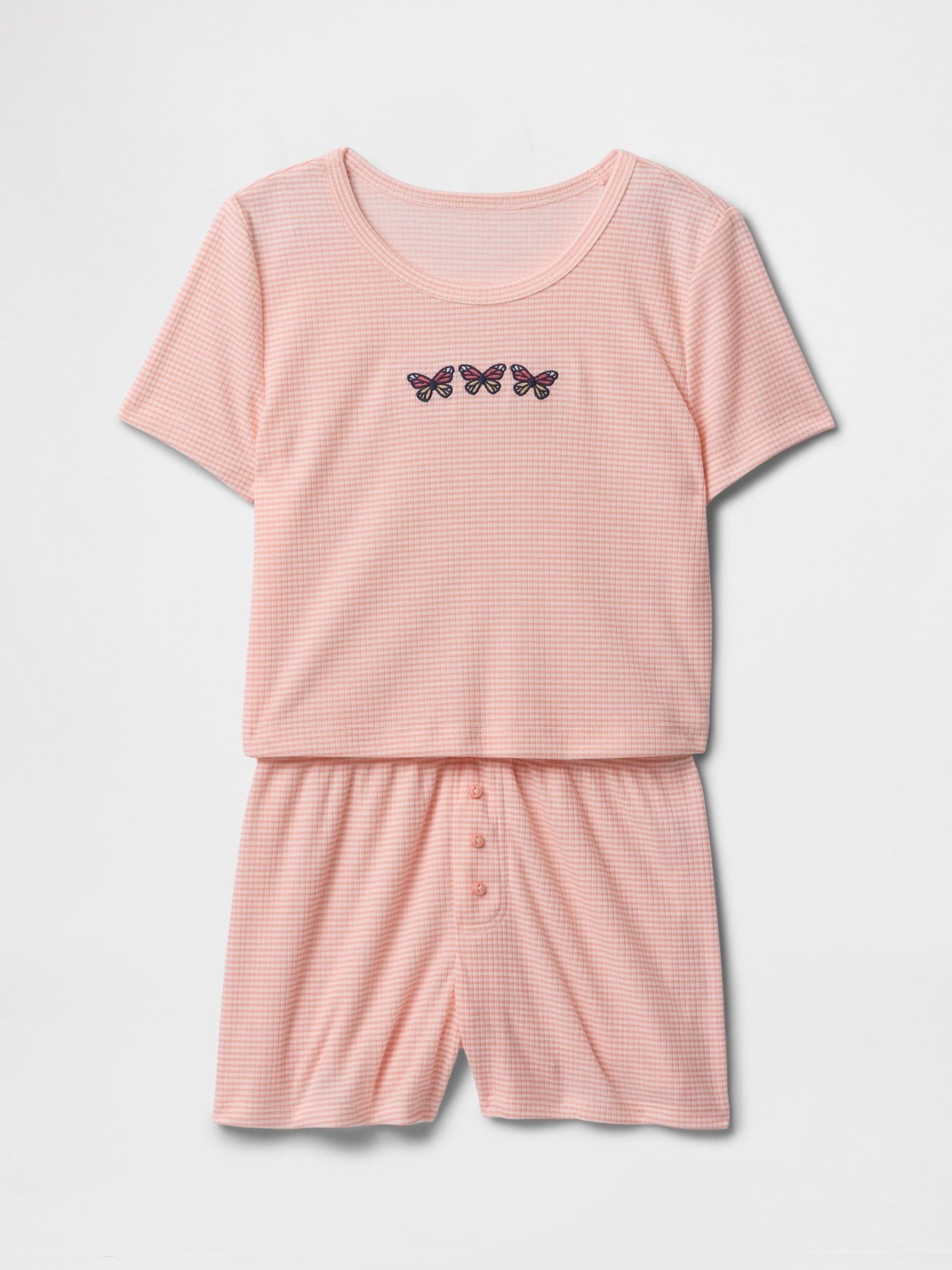 Pink Buterfly Pointelle Short Pyjamas (6-13yrs) (F50587) | £25
