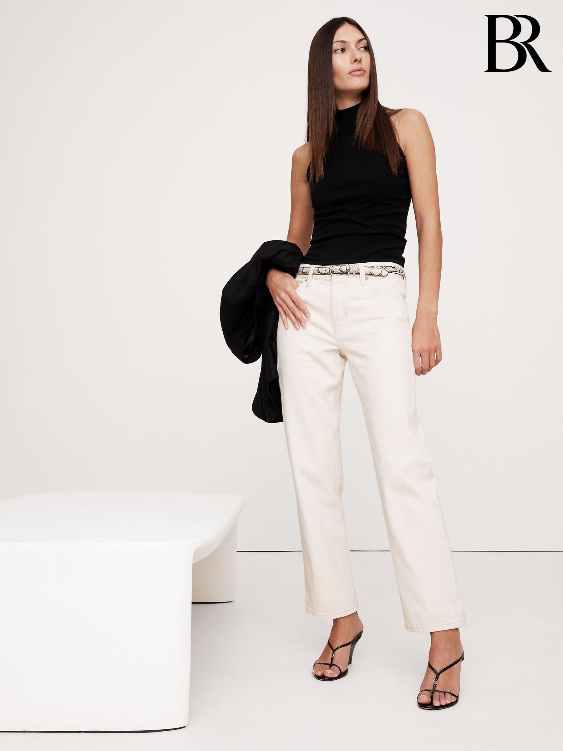 Banana Republic Black Refined Mock-Neck Tank Top (F50641) | £40