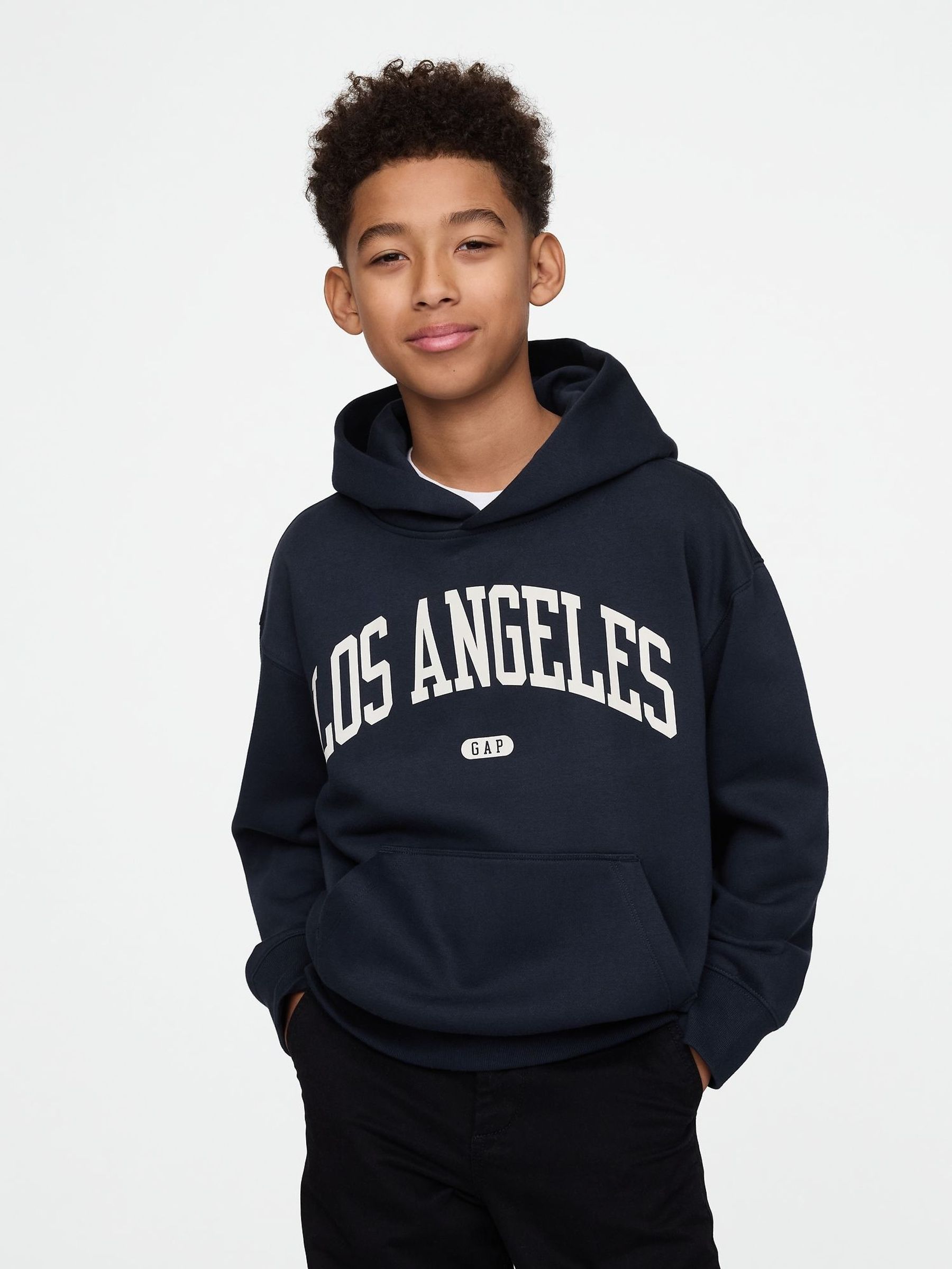 Navy Blue Los Angeles Vintage Fleece-Lined Hoodie (4-13yrs) (F50655) | £20