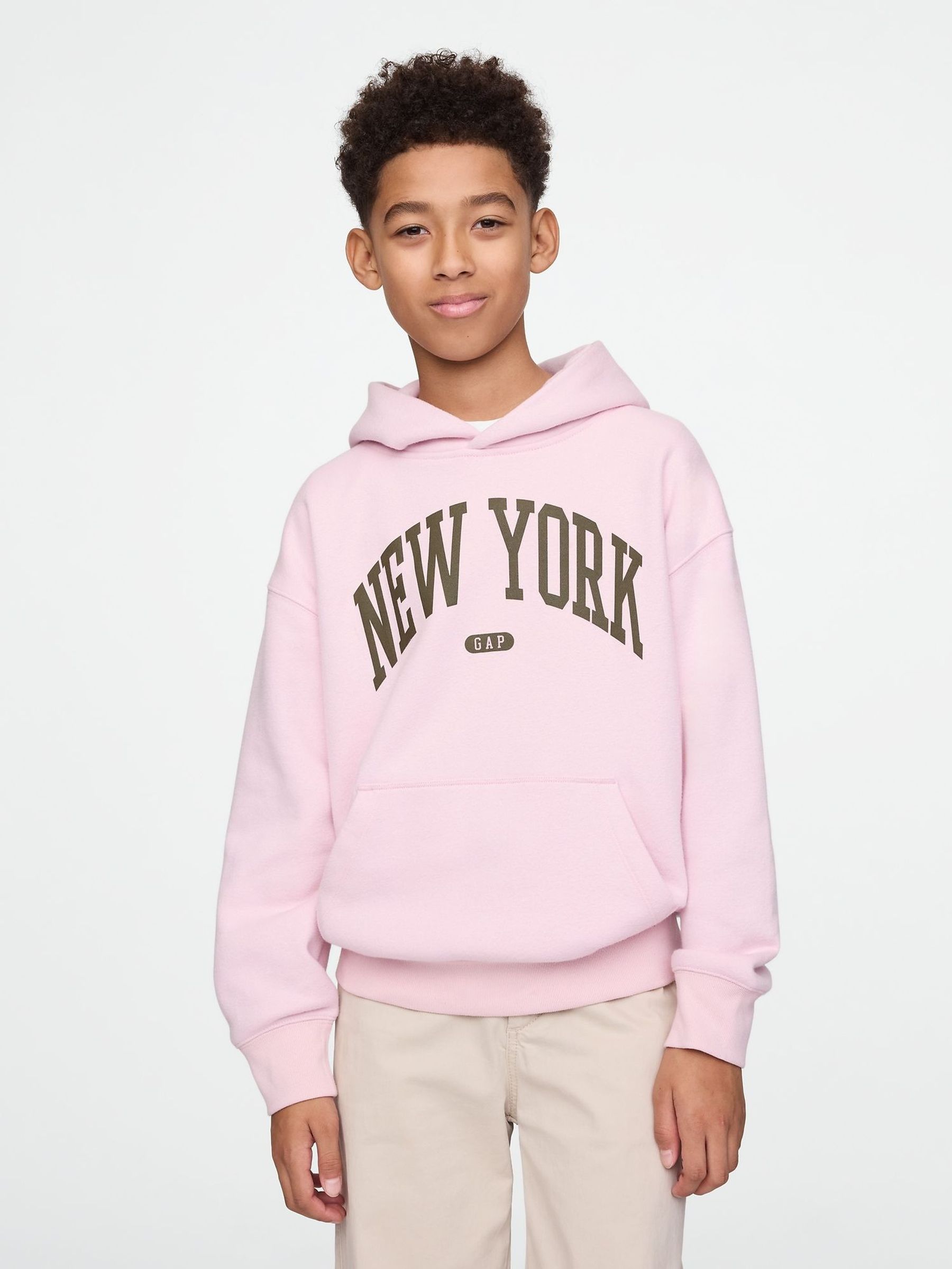 Pink New York Vintage Fleece-Lined Hoodie (4-13yrs) (F50659) | £20