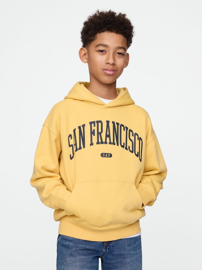 Yellow San Francisco Vintage Fleece-Lined Hoodie (4-13yrs) (F50660) | £20