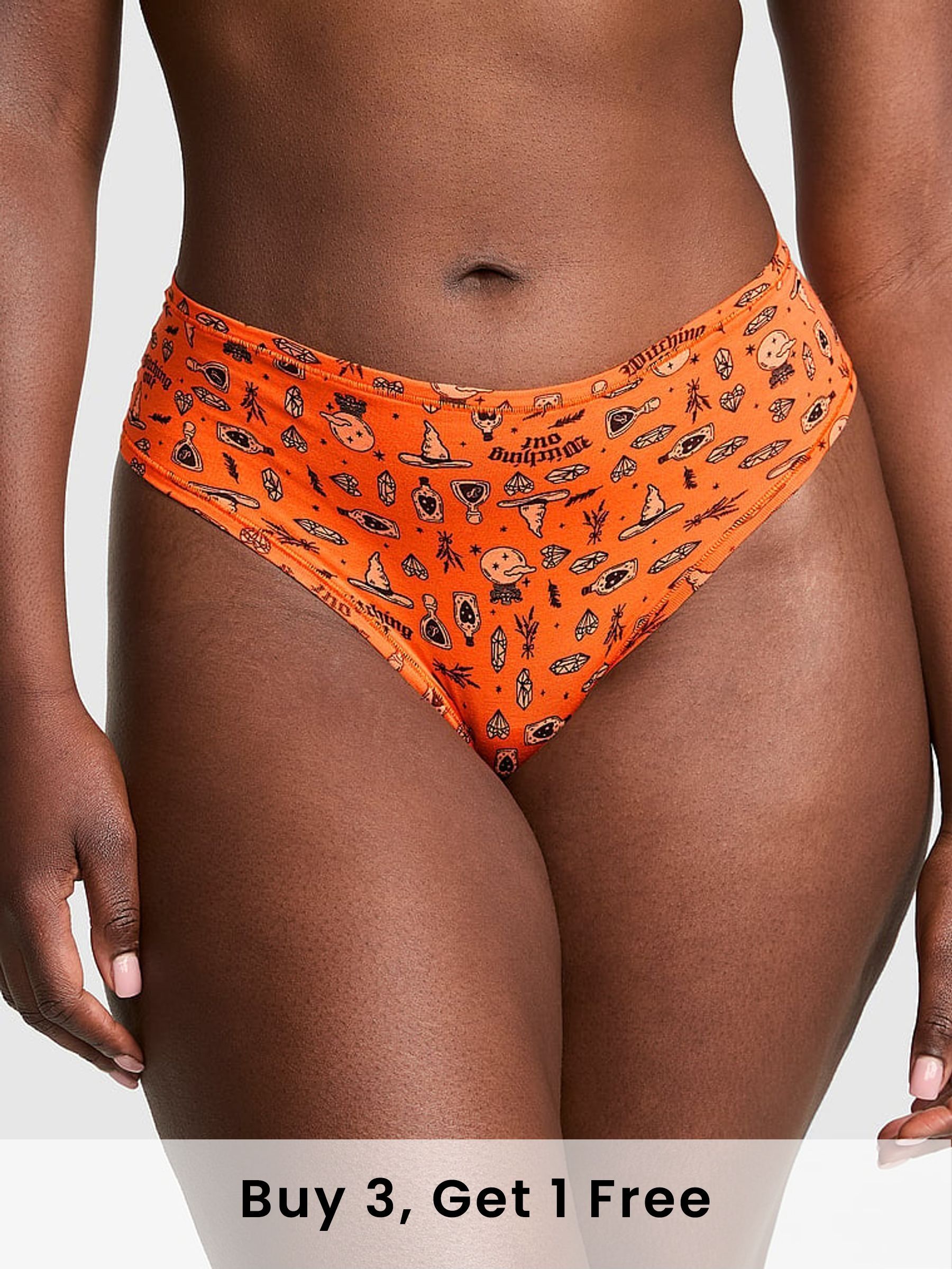 Witchy Print Cheeky Cotton Thong Knickers (F51185) | £9
