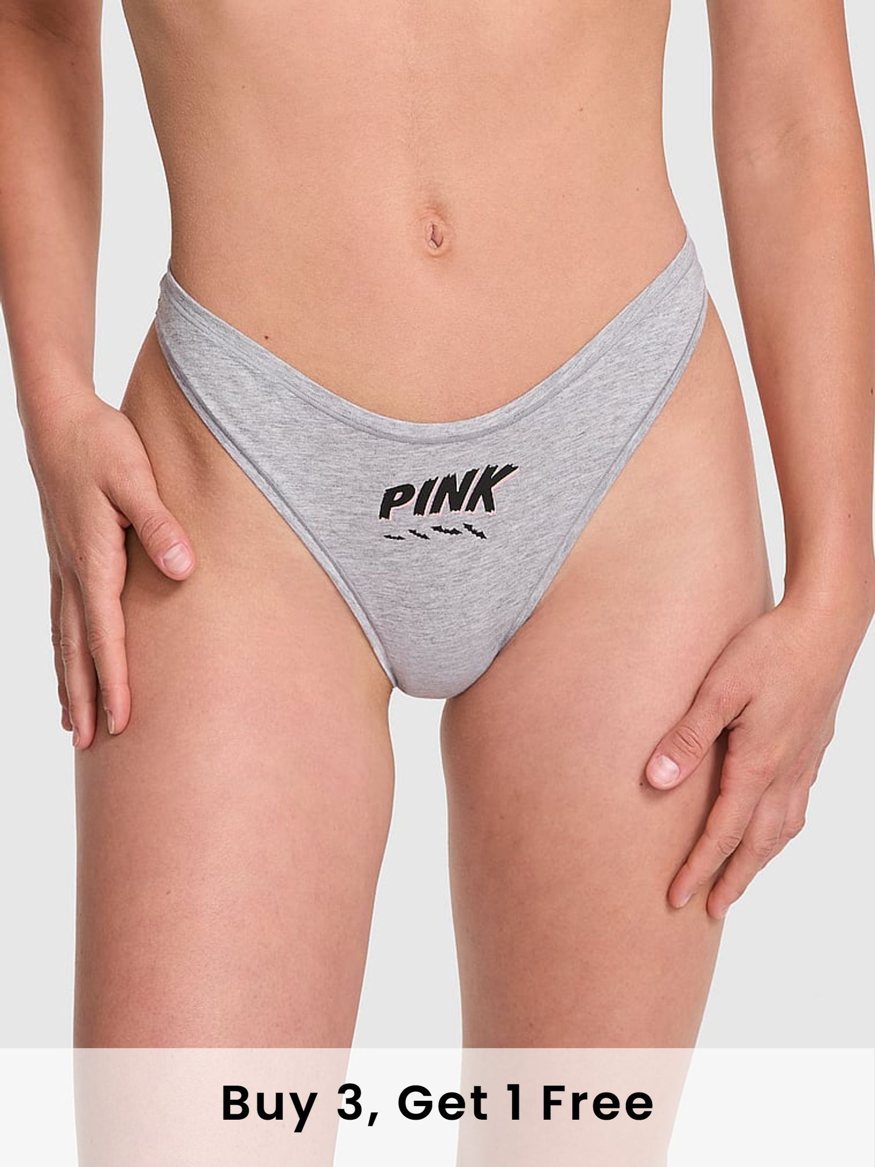 Medium Heather Grey Thong Cotton Thong Knickers (F51193) | £9
