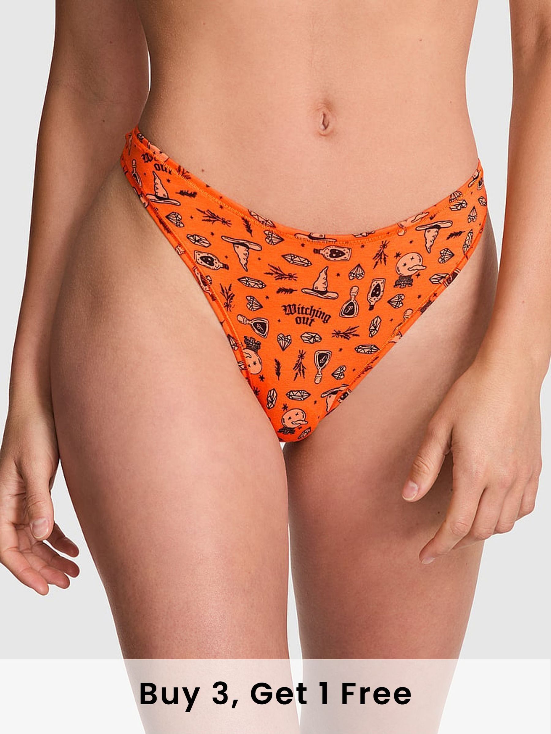 Witchy Print Thong Cotton Thong Knickers (F51197) | £9