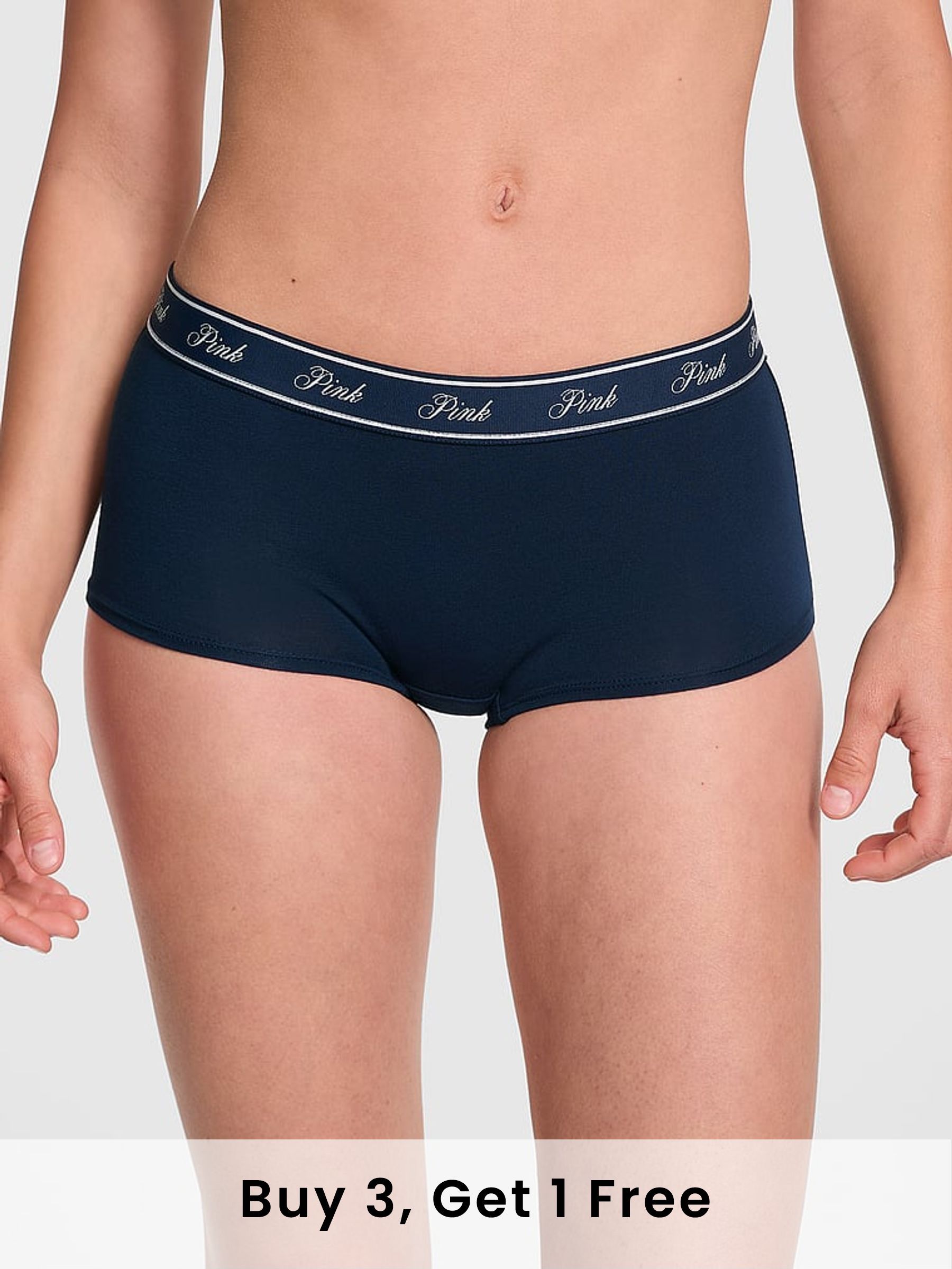 Noir Navy Blue Short Cotton Logo Boyshort Knickers (F51201) | £9