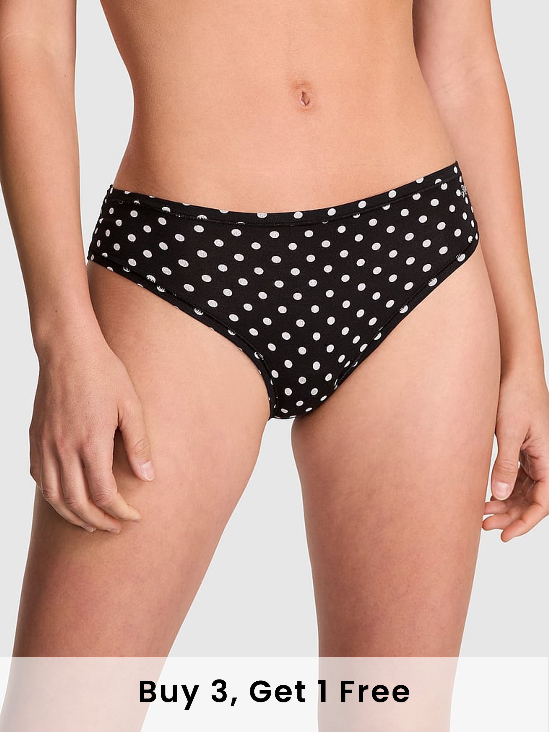 Black Dot Print Cheeky Cotton Thong Knickers (F51207) | £9