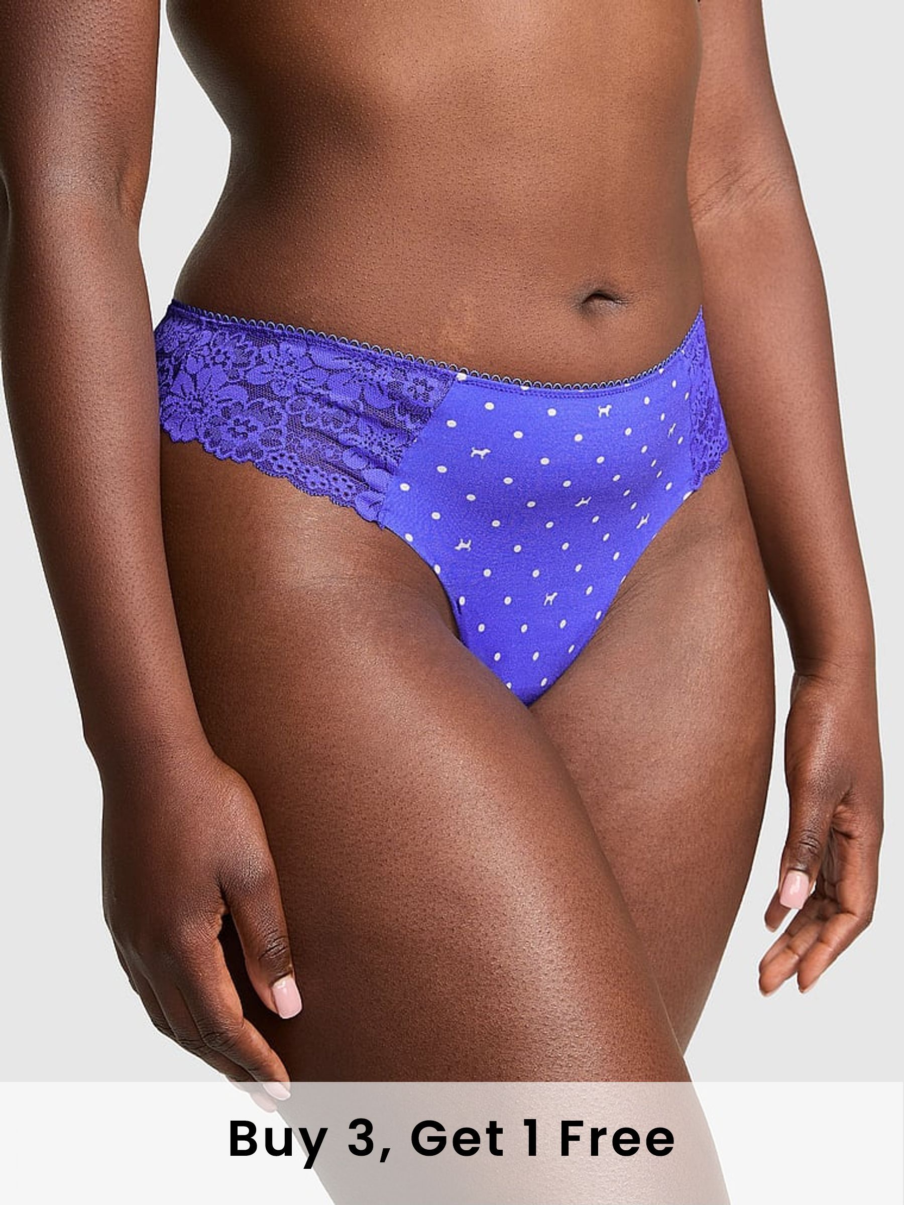 Ultra Marine Blue Thong No Show Lace Trim Cheeky Knickers (F51213) | £9
